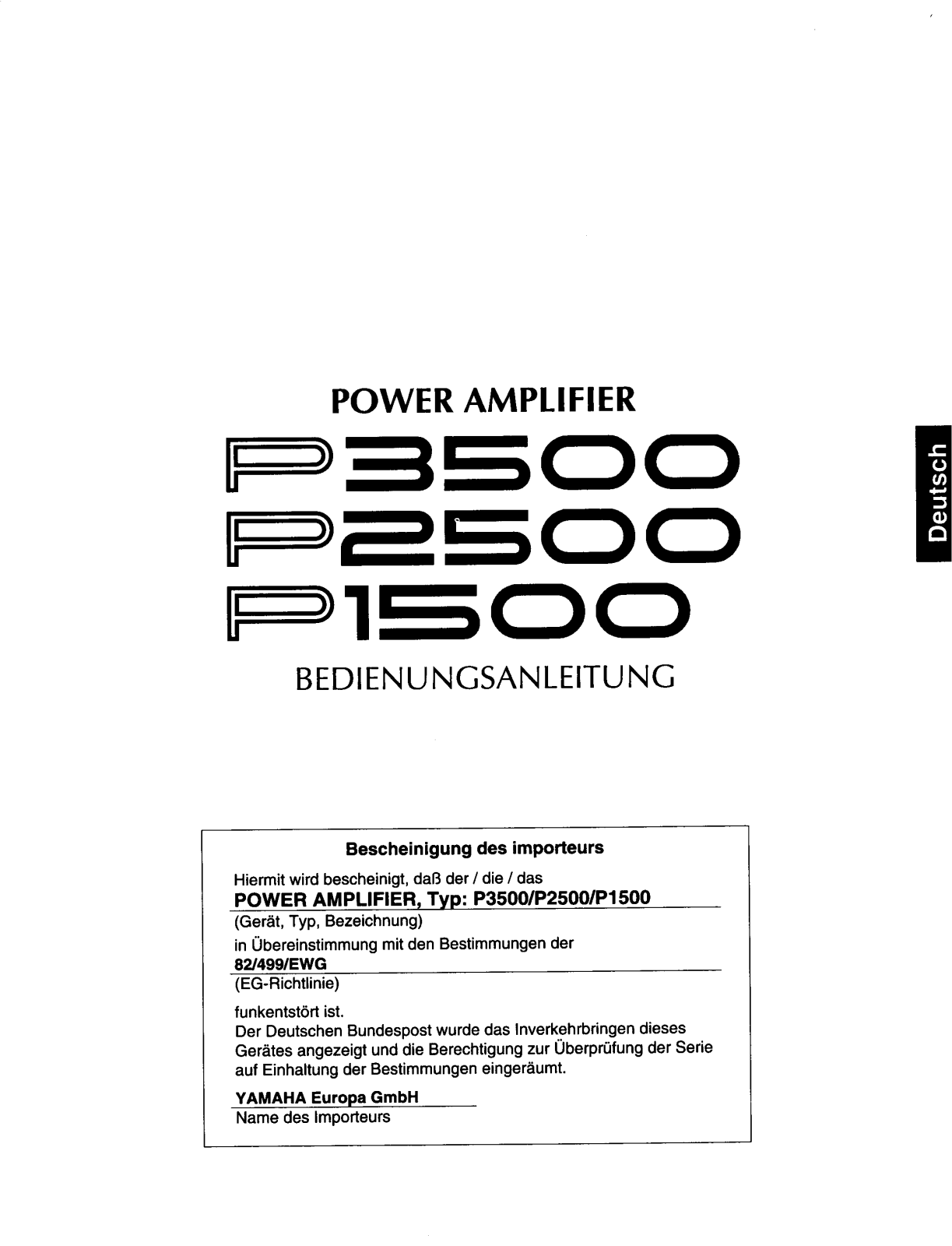 Yamaha P3500, P2500, P1500 User Manual