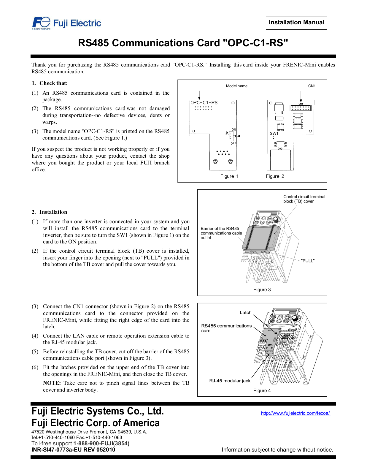 Fuji Electric OPC-C1-RS Operating Manual