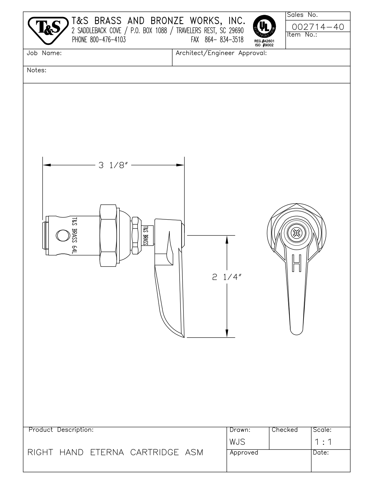 T & S Brass & Bronze Works 002714-40 General Manual