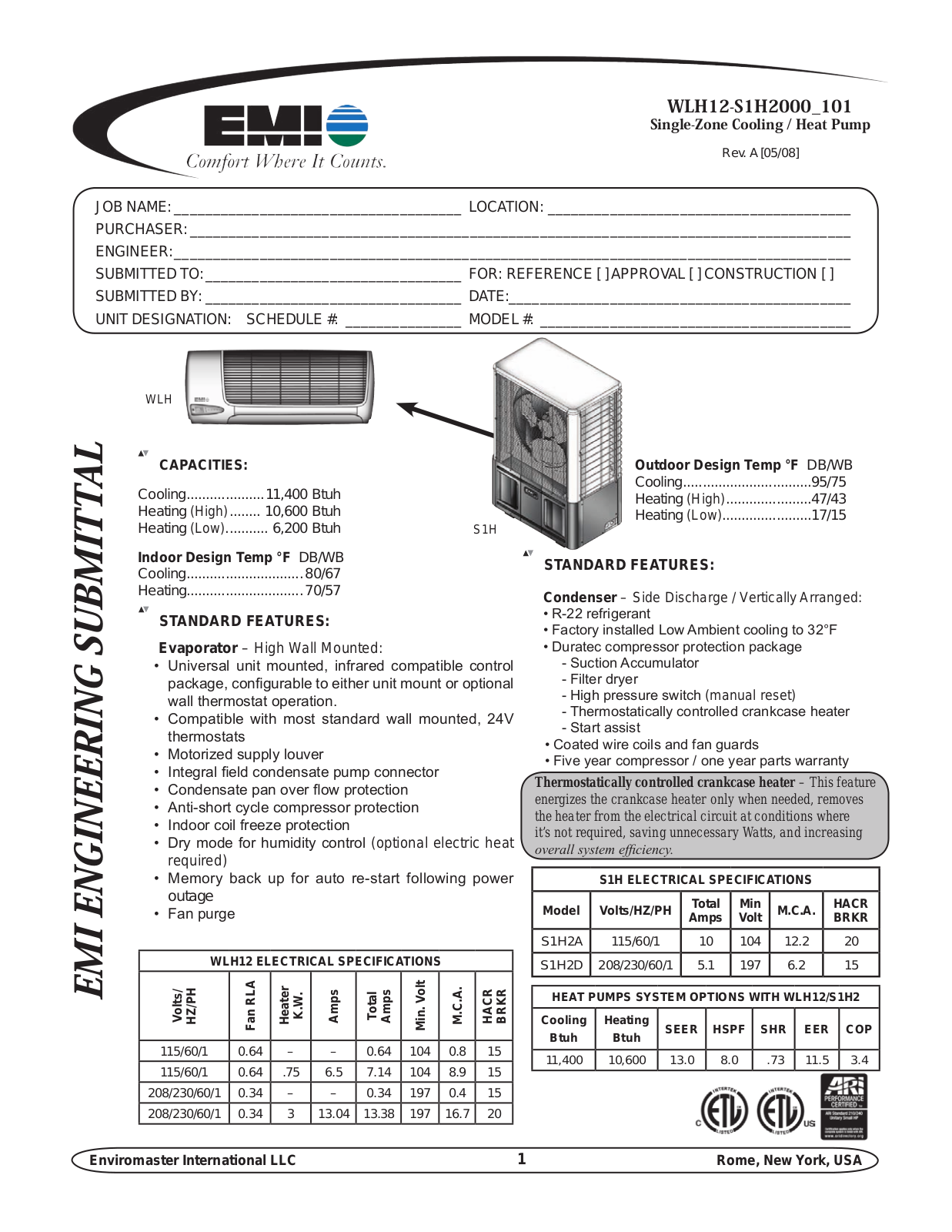 EMI WLH12-S1H2000-101, S1H2D, S1H2A User Manual