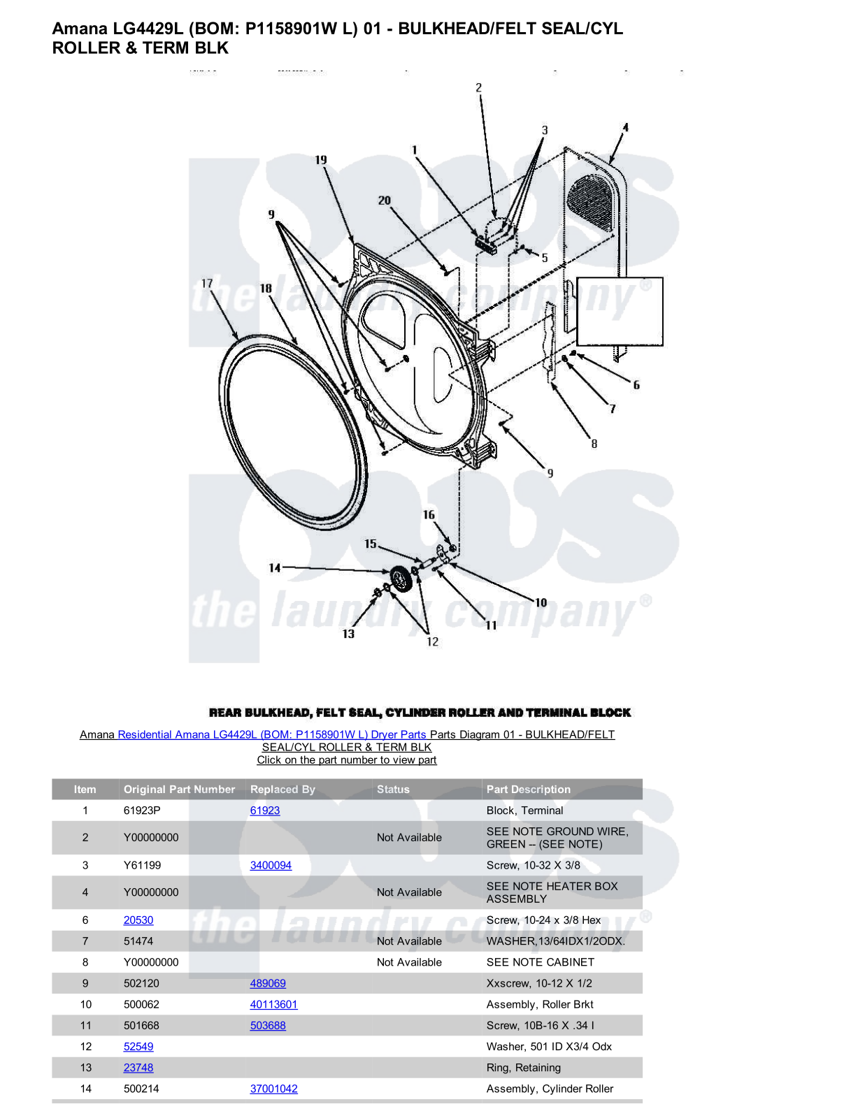 Amana LG4429L Parts Diagram