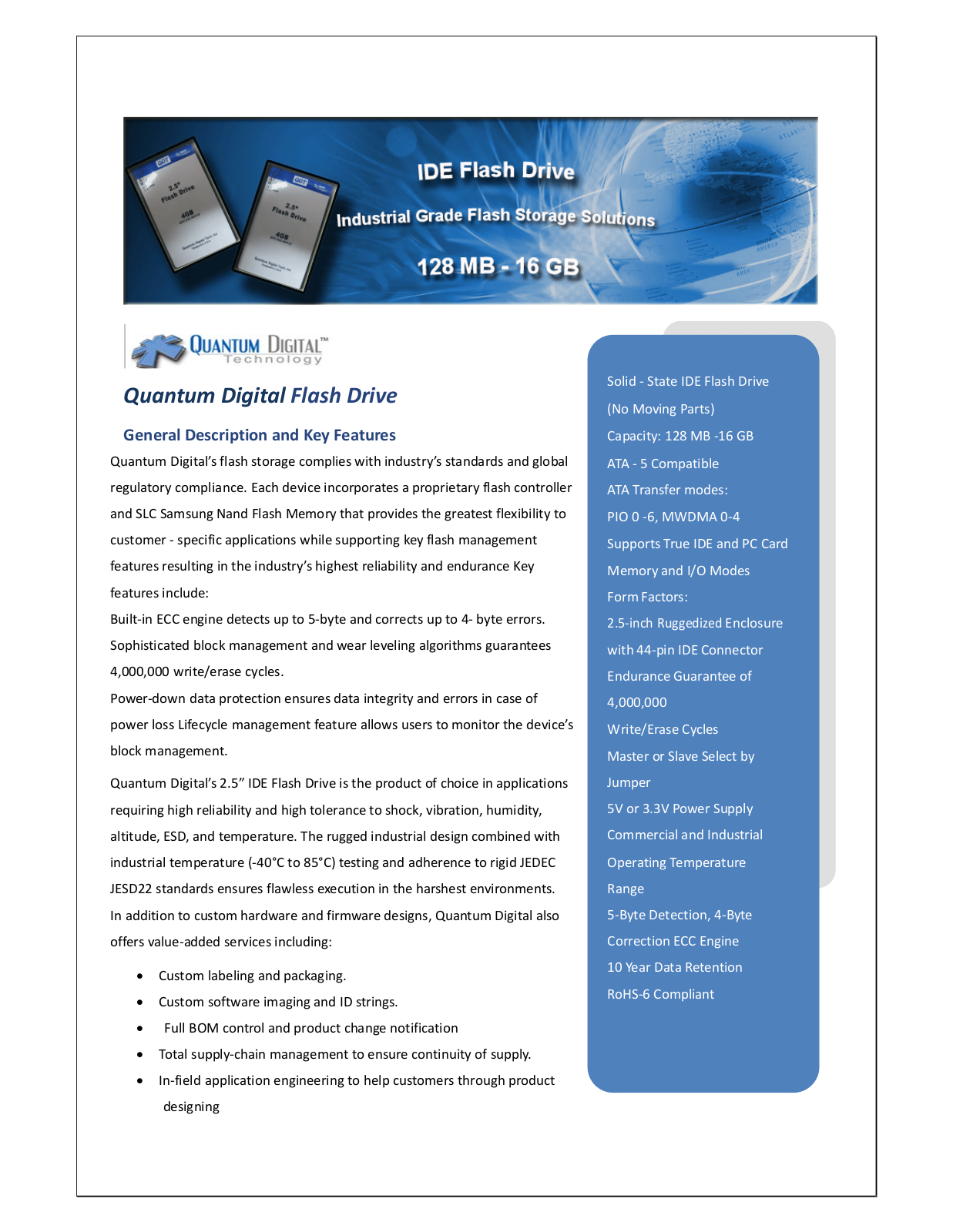 Quantum QDFLD25-***MUH1 Series, QDFLD25-128MUH1I, QDFLD25-***MUH1I Series, QDFLD25-***GUH1 Series, QDFLD25-128MUH1 Datasheet