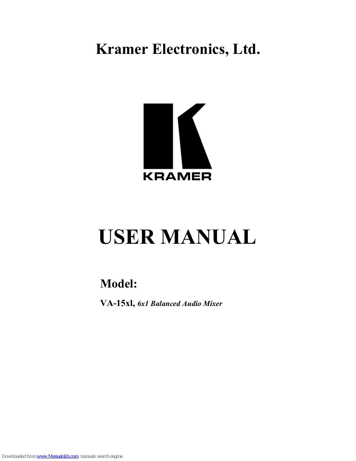 Kramer VA-15xl User Manual