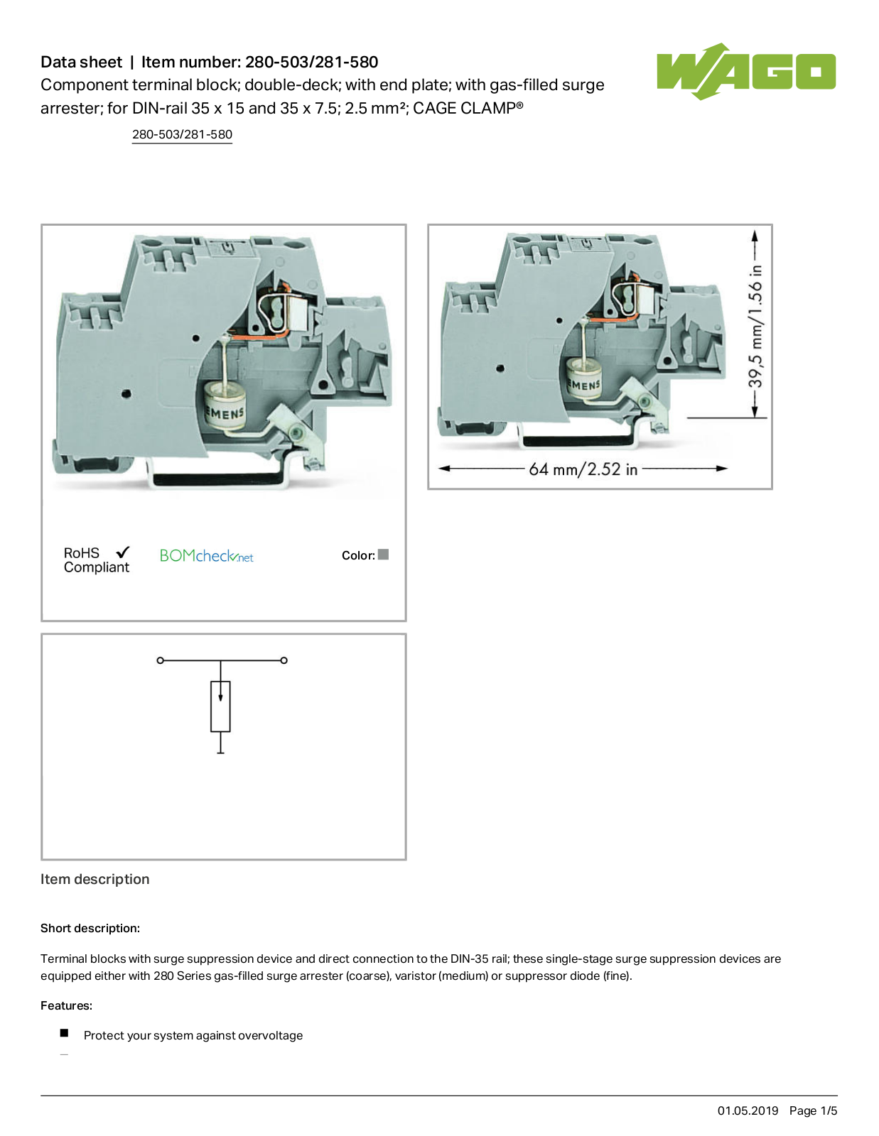 Wago 280-503/281-580 Data Sheet