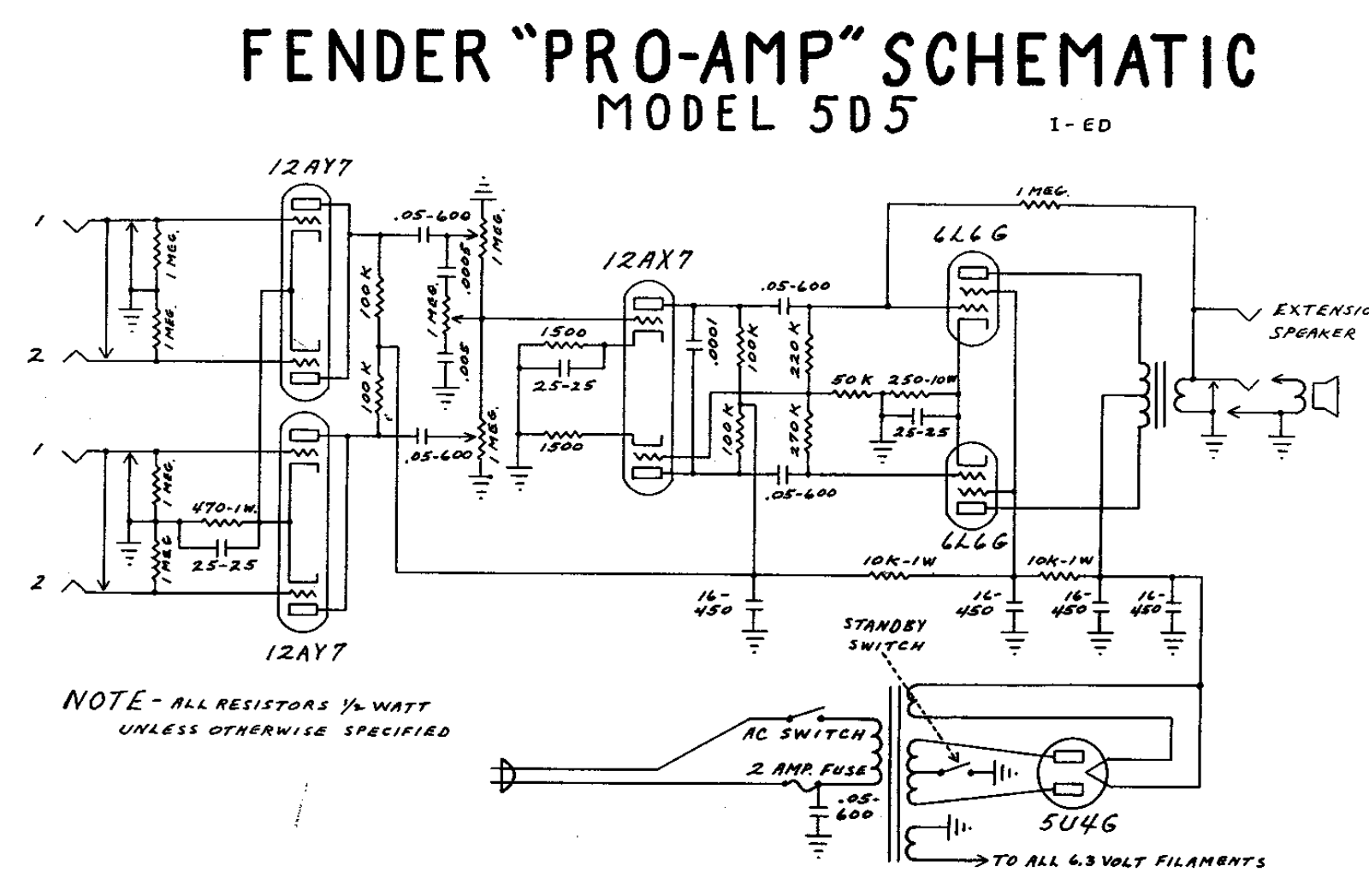 Fender Pro-5D5 Schematic