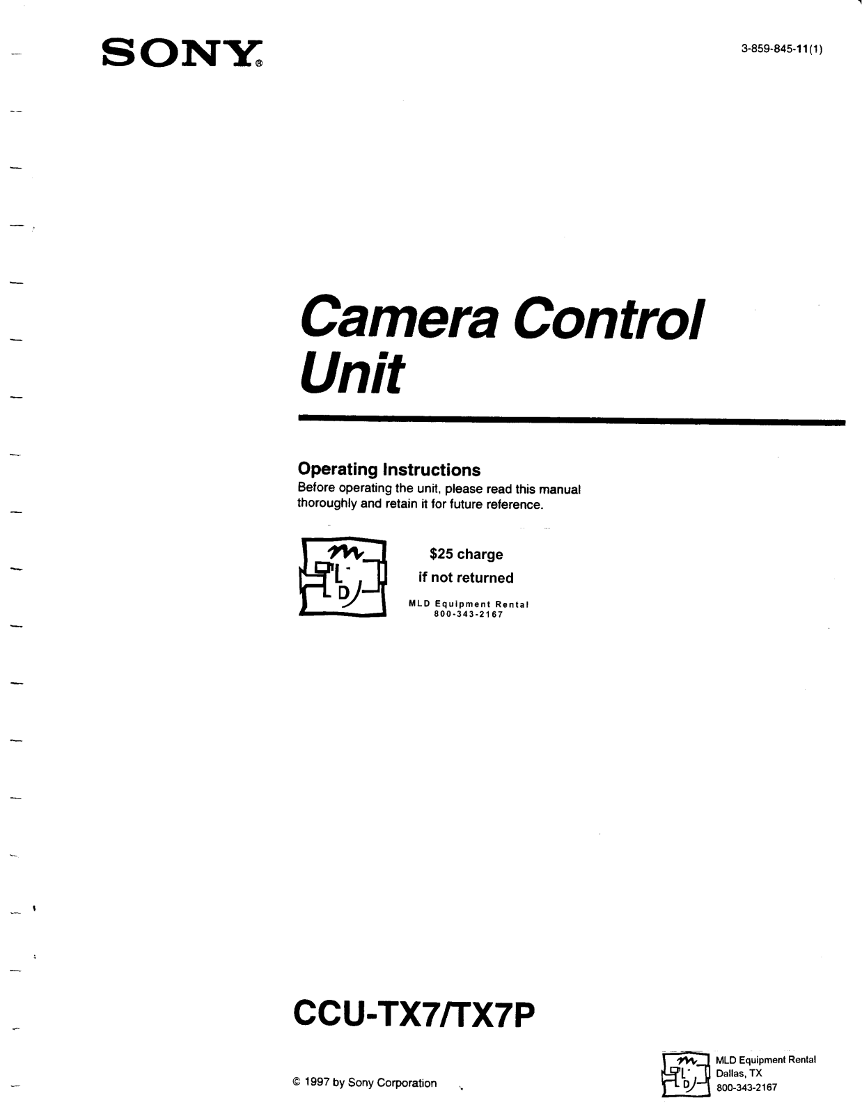 SONY CCU-TX7, CCU-TX7P User Manual