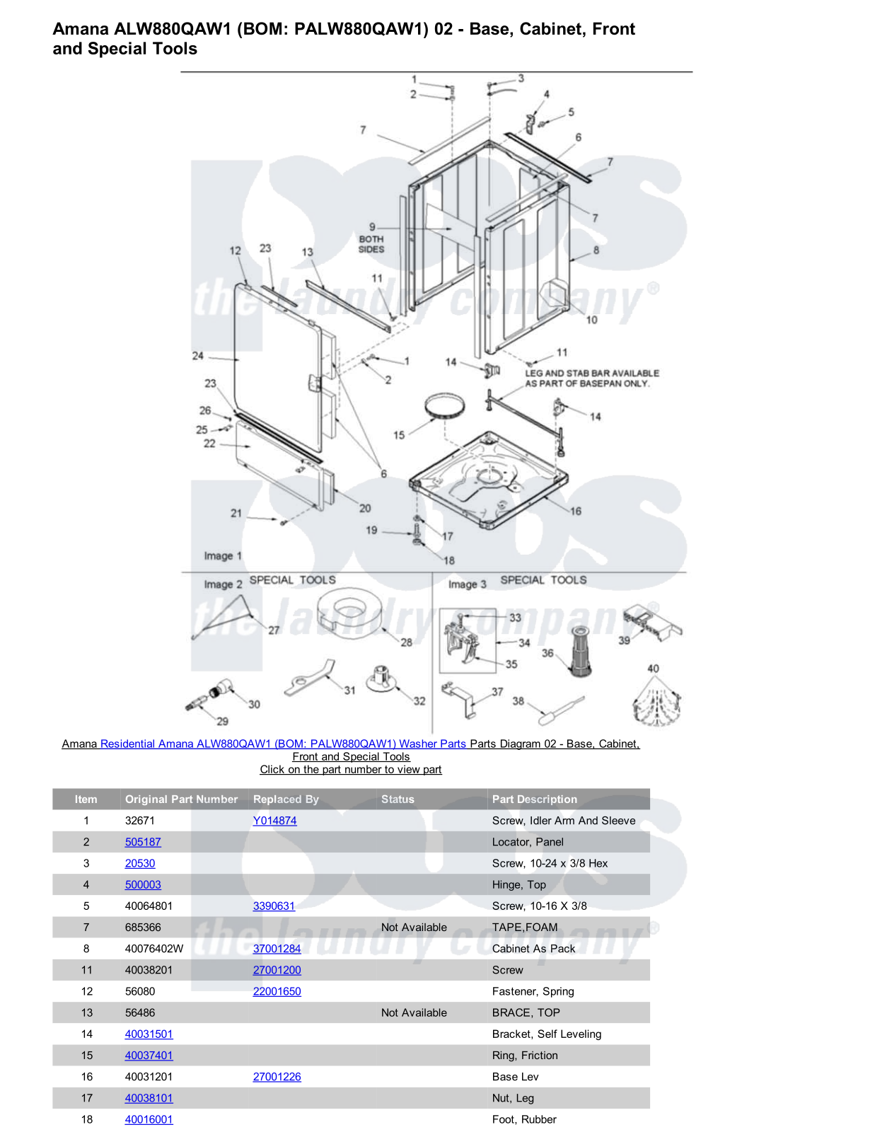 Amana ALW880QAW1 Parts Diagram