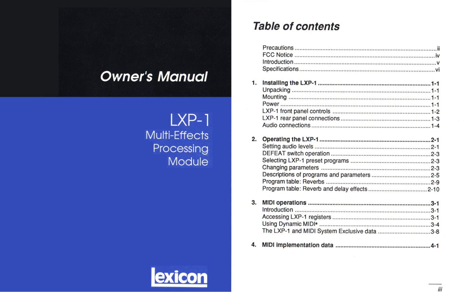 Lexicon LXP-1 User Manual