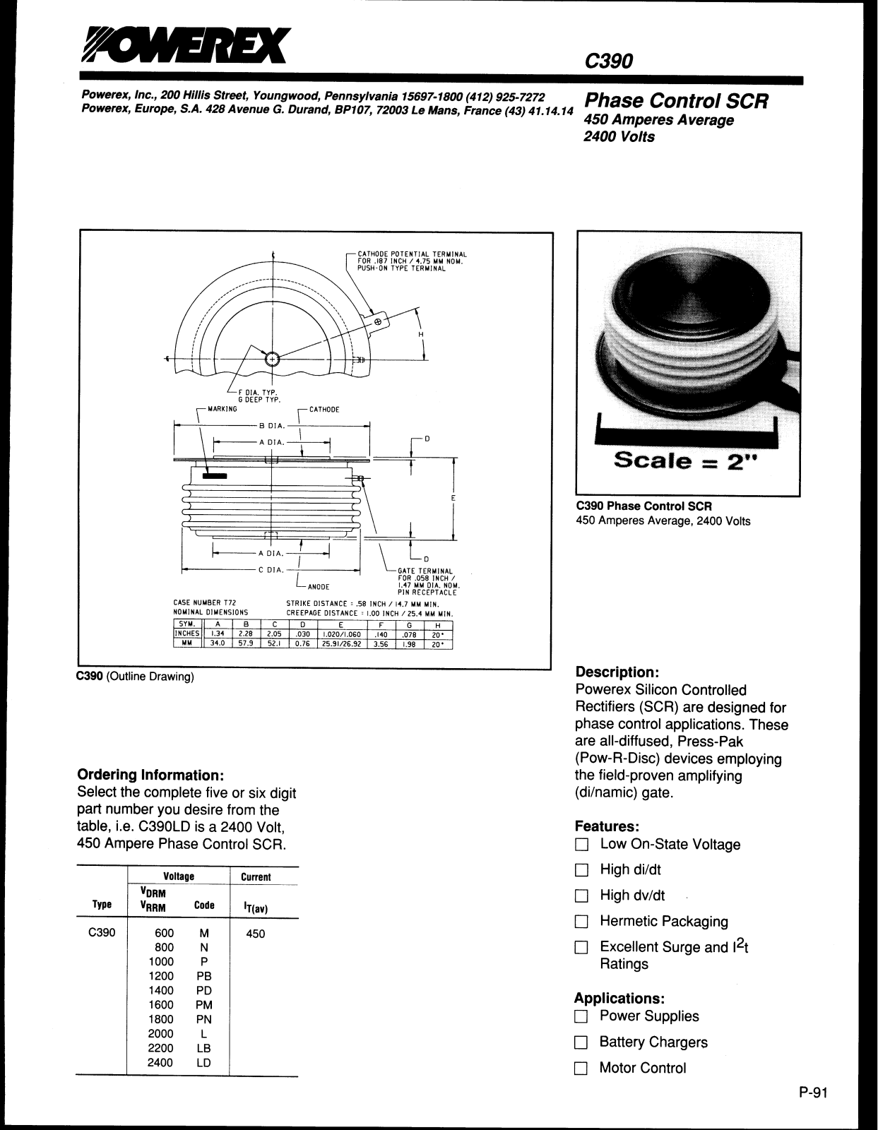 Powerex C390 Data Sheet