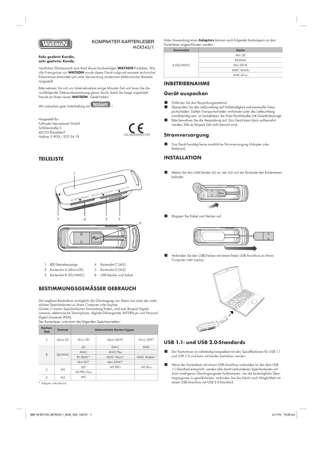 Watson MCR 345 User Manual