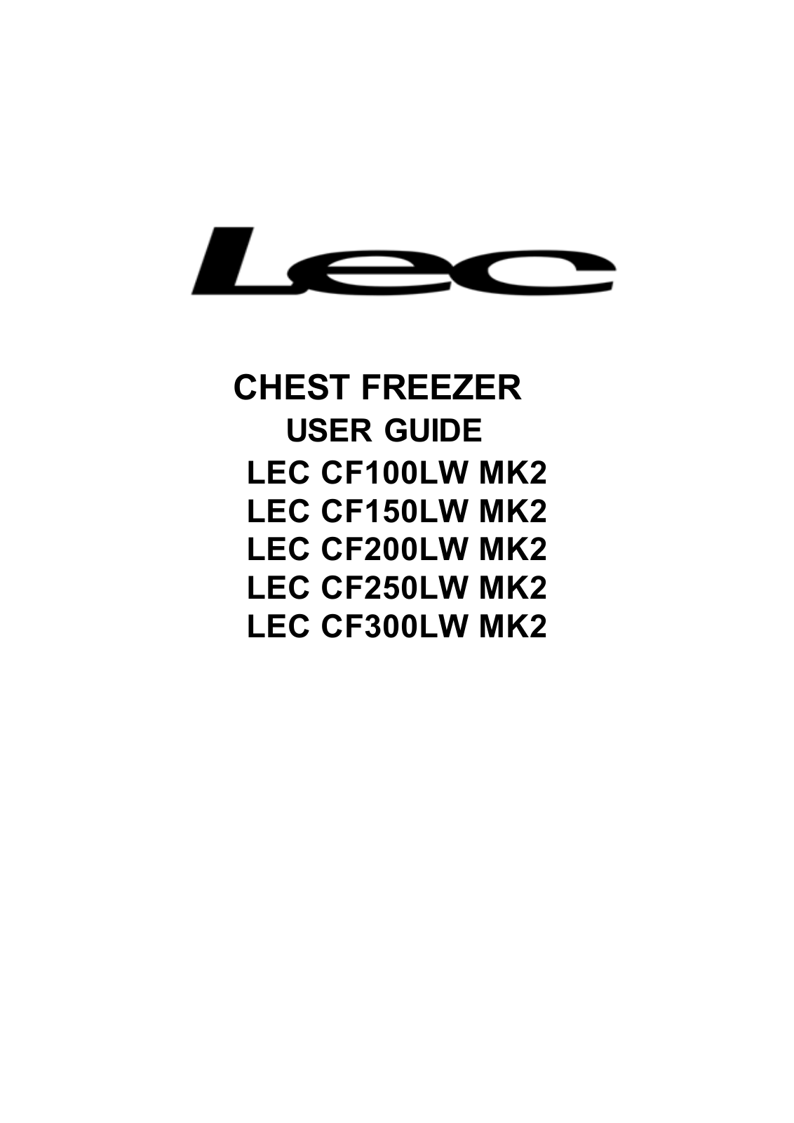 Lec CF300LW MK2, CF250LW MK2, CF150LW MK2, CF100LW MK2, CF200LW MK2 User Manual