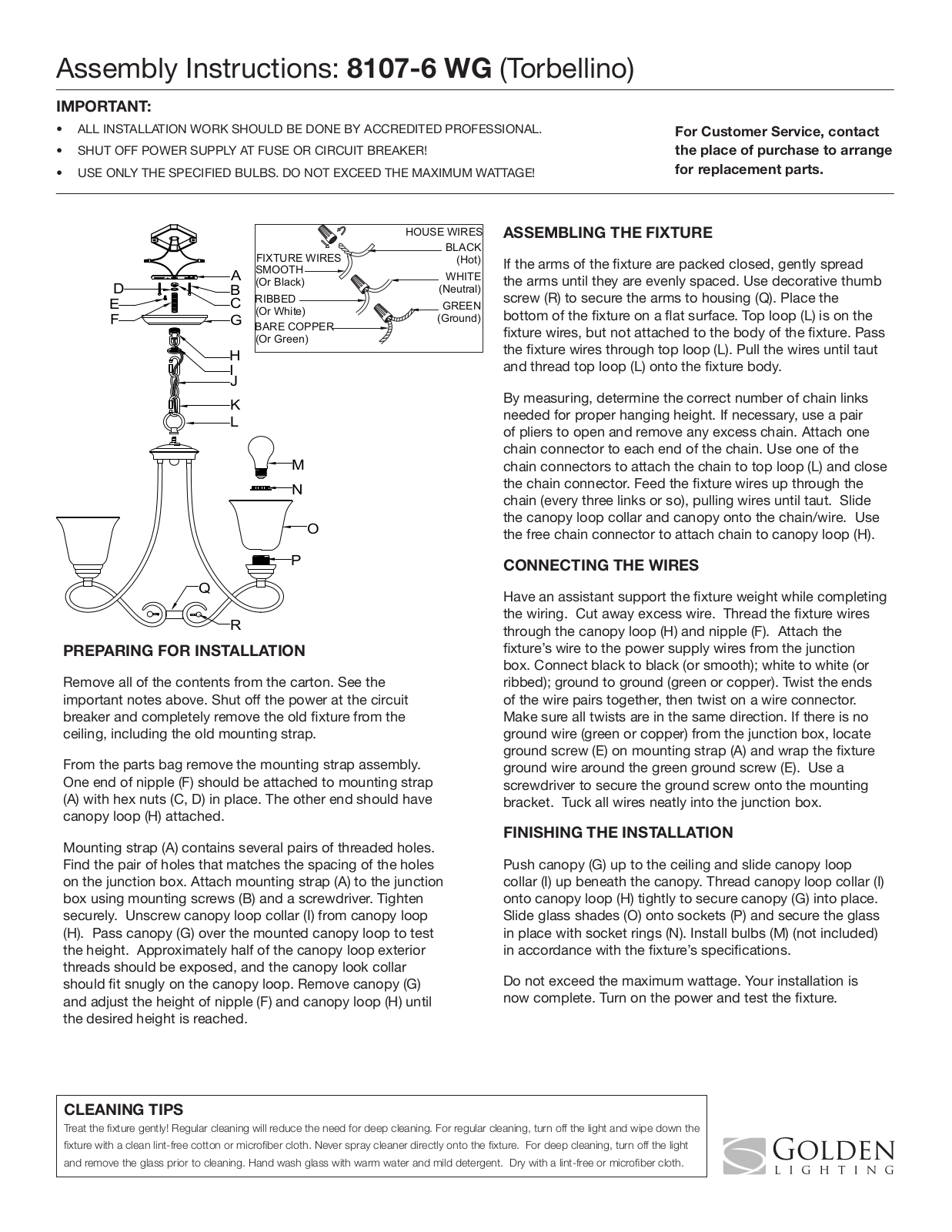 Golden Lighting 8107-6 WG User Manual