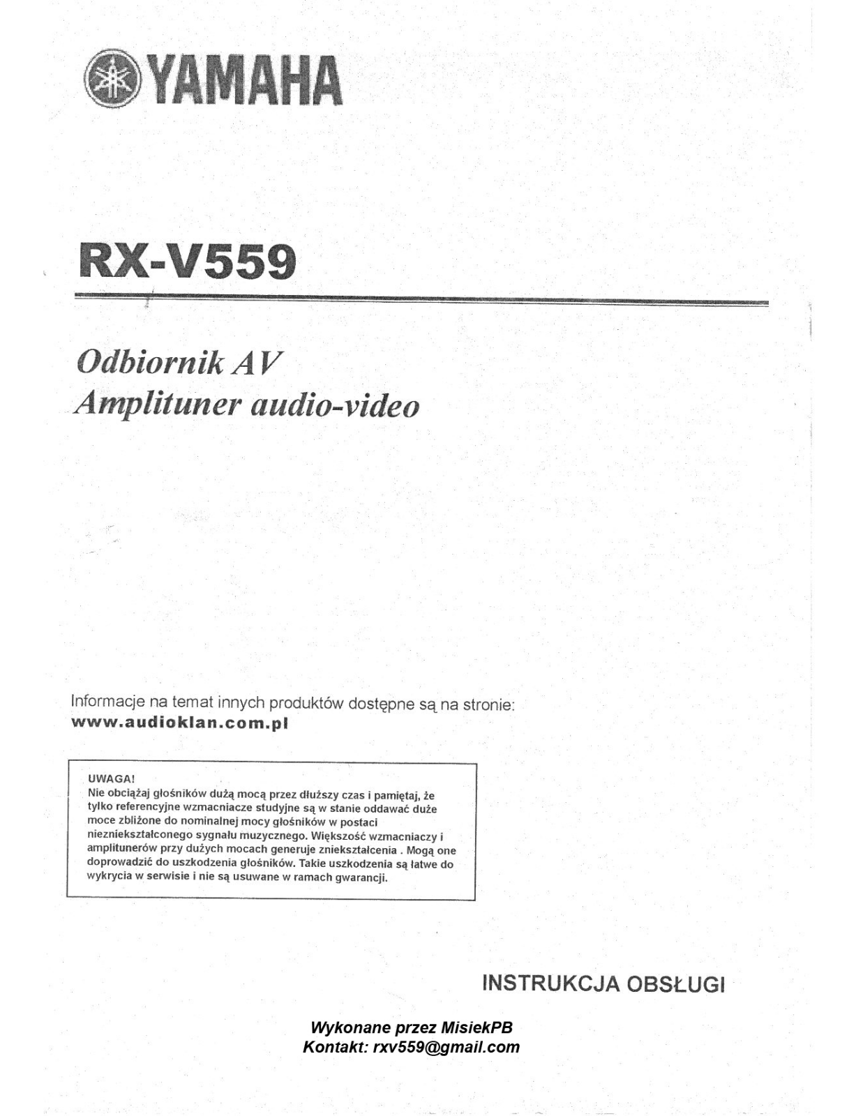 Yamaha RX-V559 User Manual