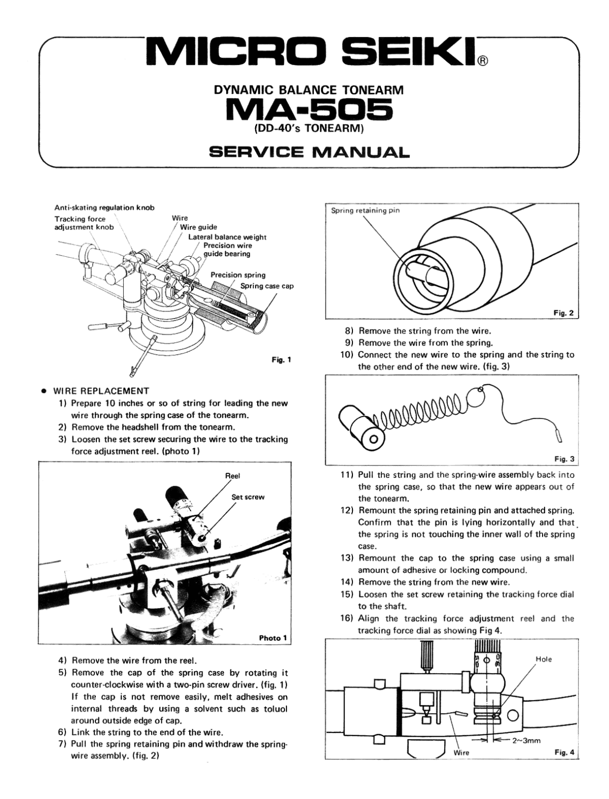 SEIKI MA-505 User Manual