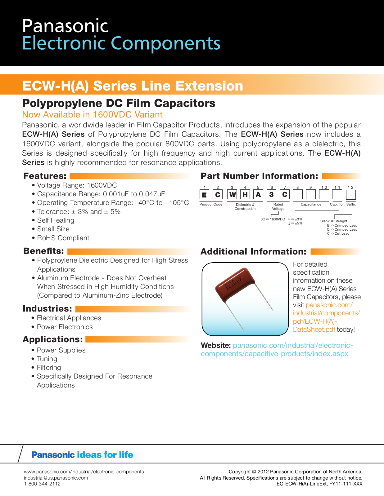 Panasonic ECW-HA User Manual