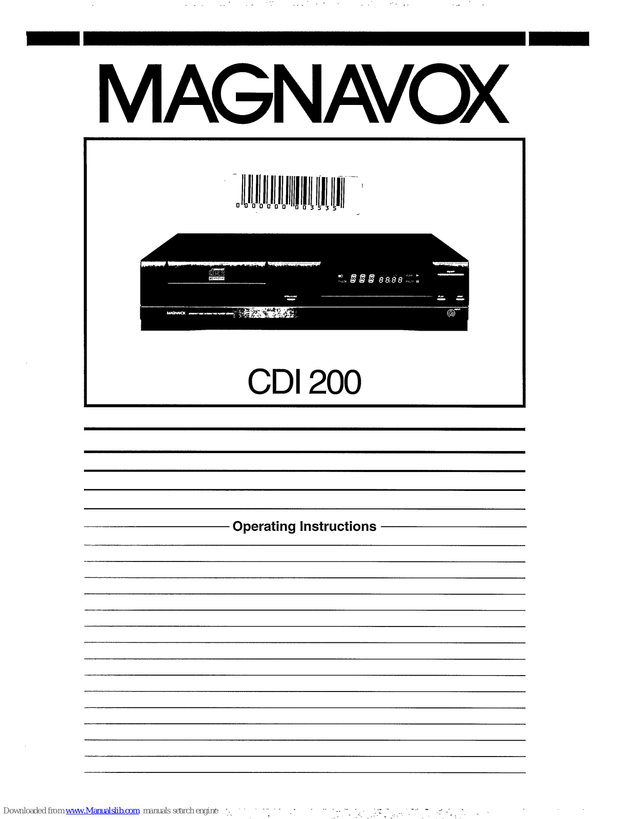 Magnavox CDI 200 Operating Instructions Manual