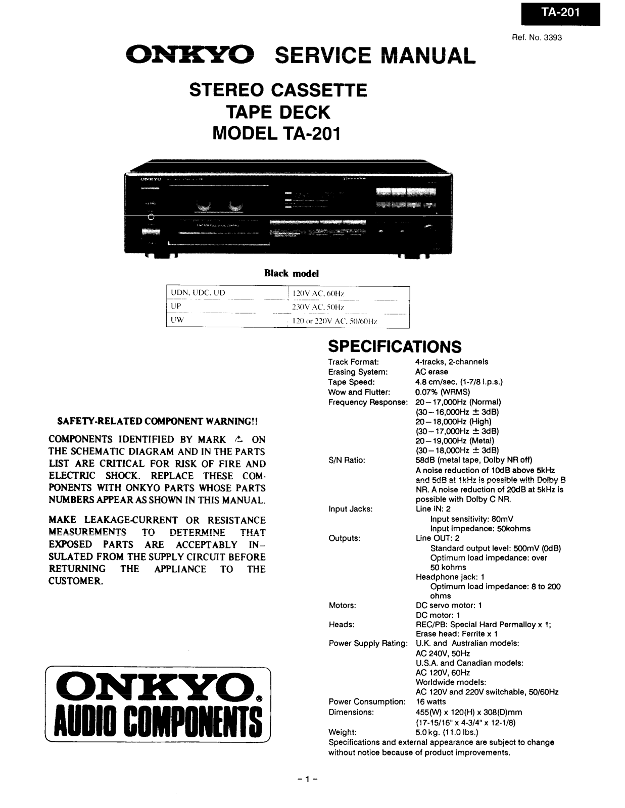 Onkyo TA-201 Service manual
