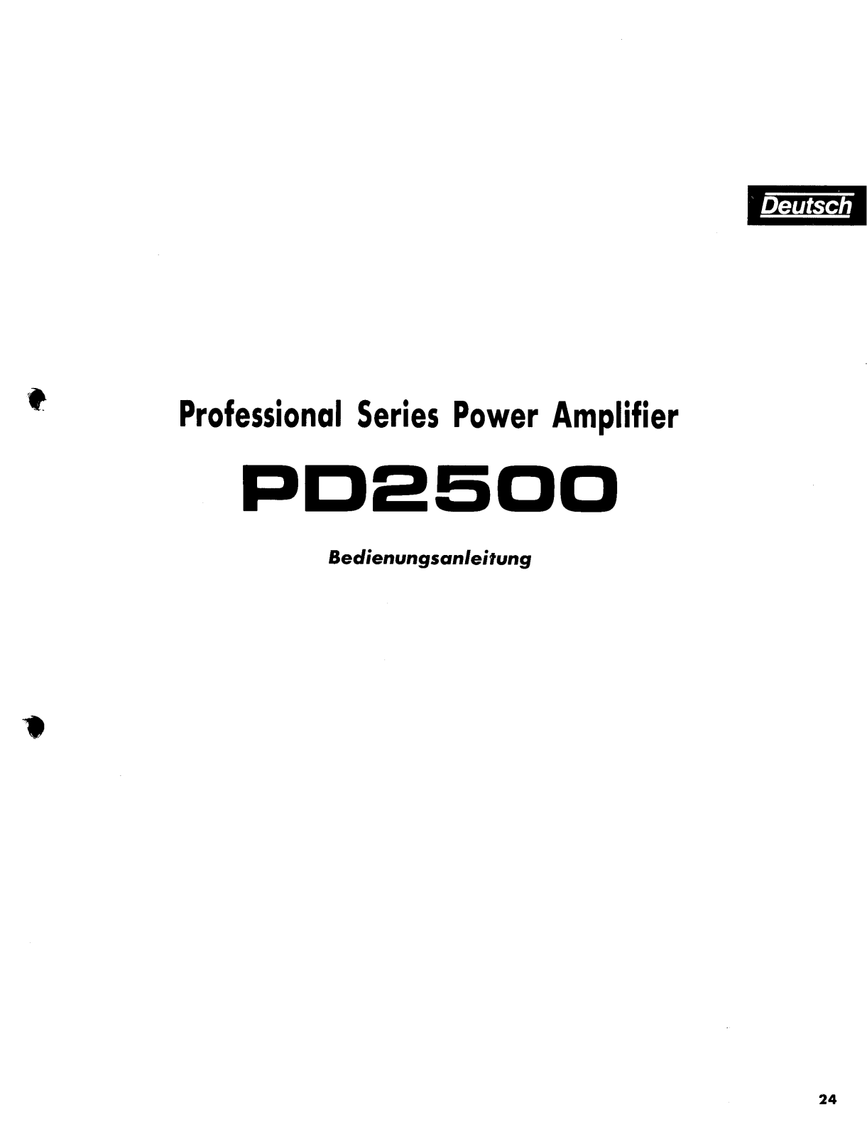 Yamaha PD2500 User Manual