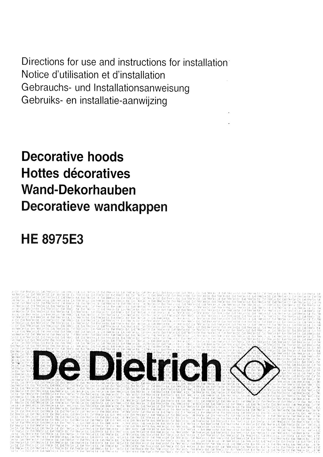 De dietrich HE8975E3 User Manual