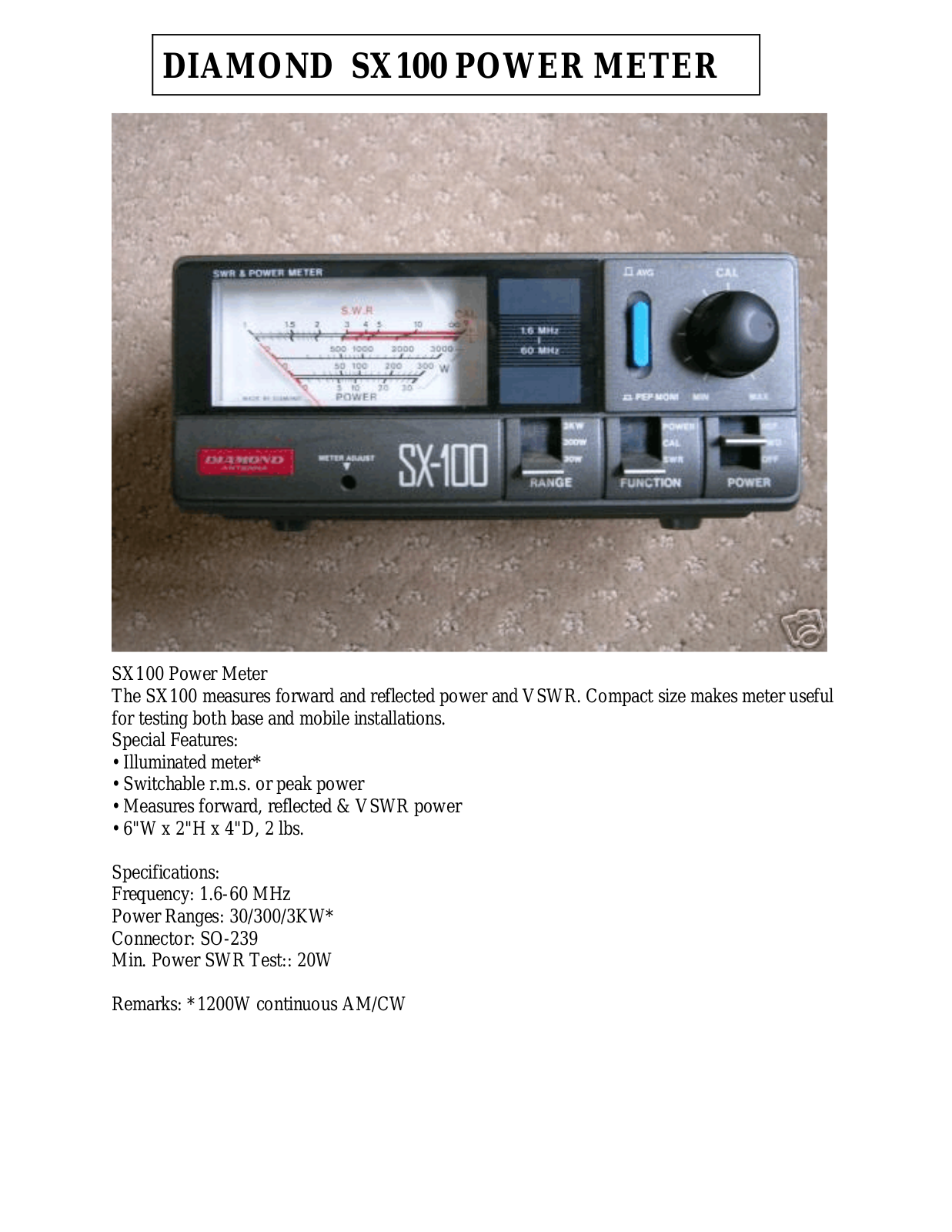 Diamond SX-100 User Manual