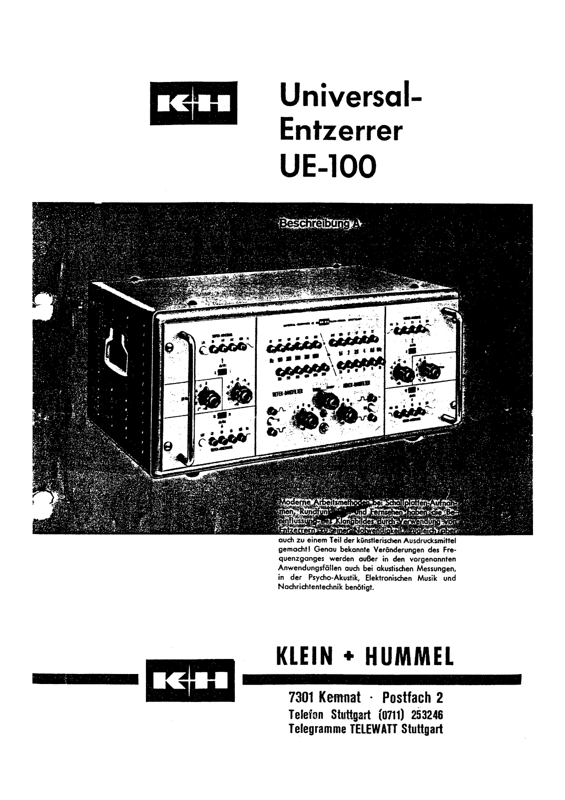 Studio SKH-UE100qualizer User Manual