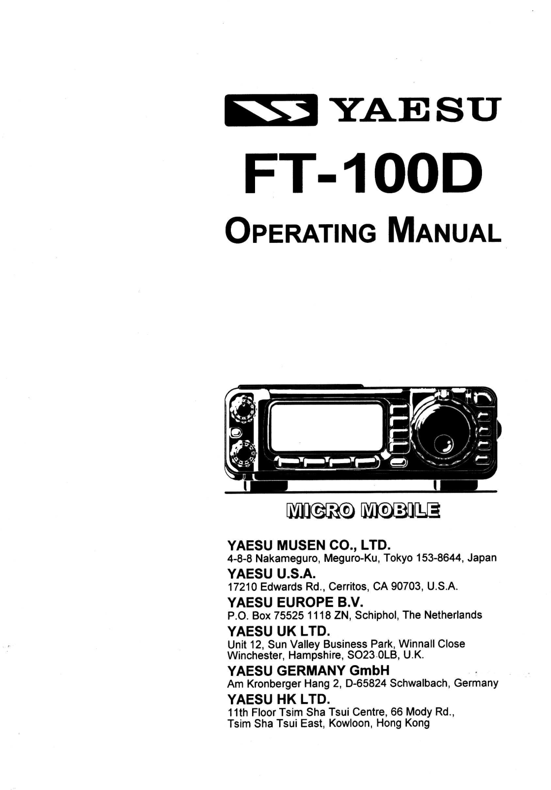 YAESU FT-100D User Manual