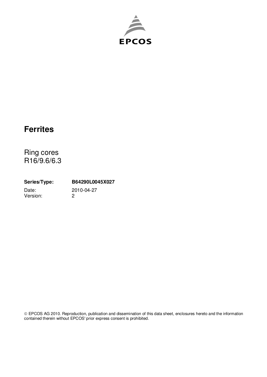 EPCOS B64290-L45 Datasheet - ManualMachine.com