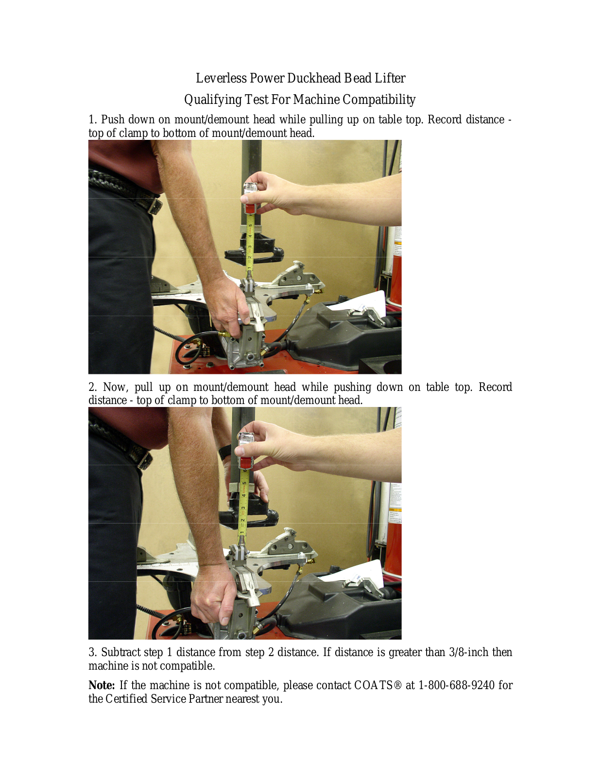 COATS Leverless Bead Lifter Qualification Test User Manual