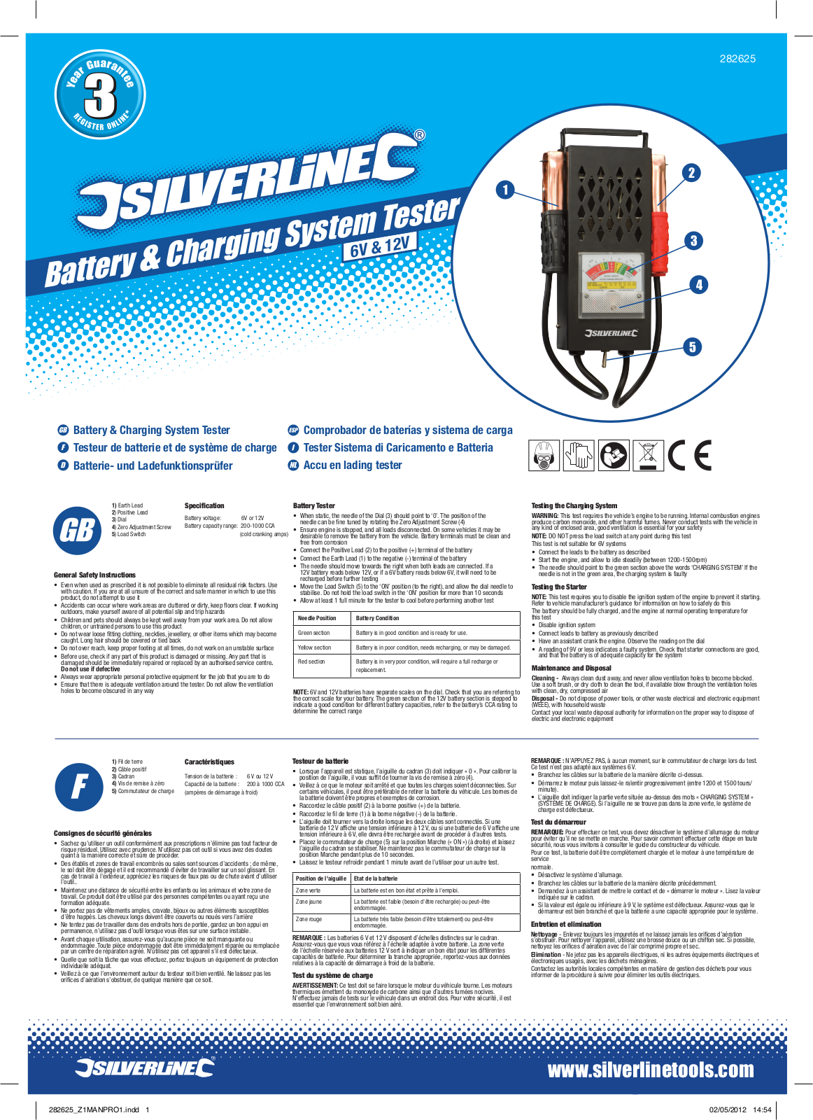 Silverline Battery & Charging System Tester User Manual