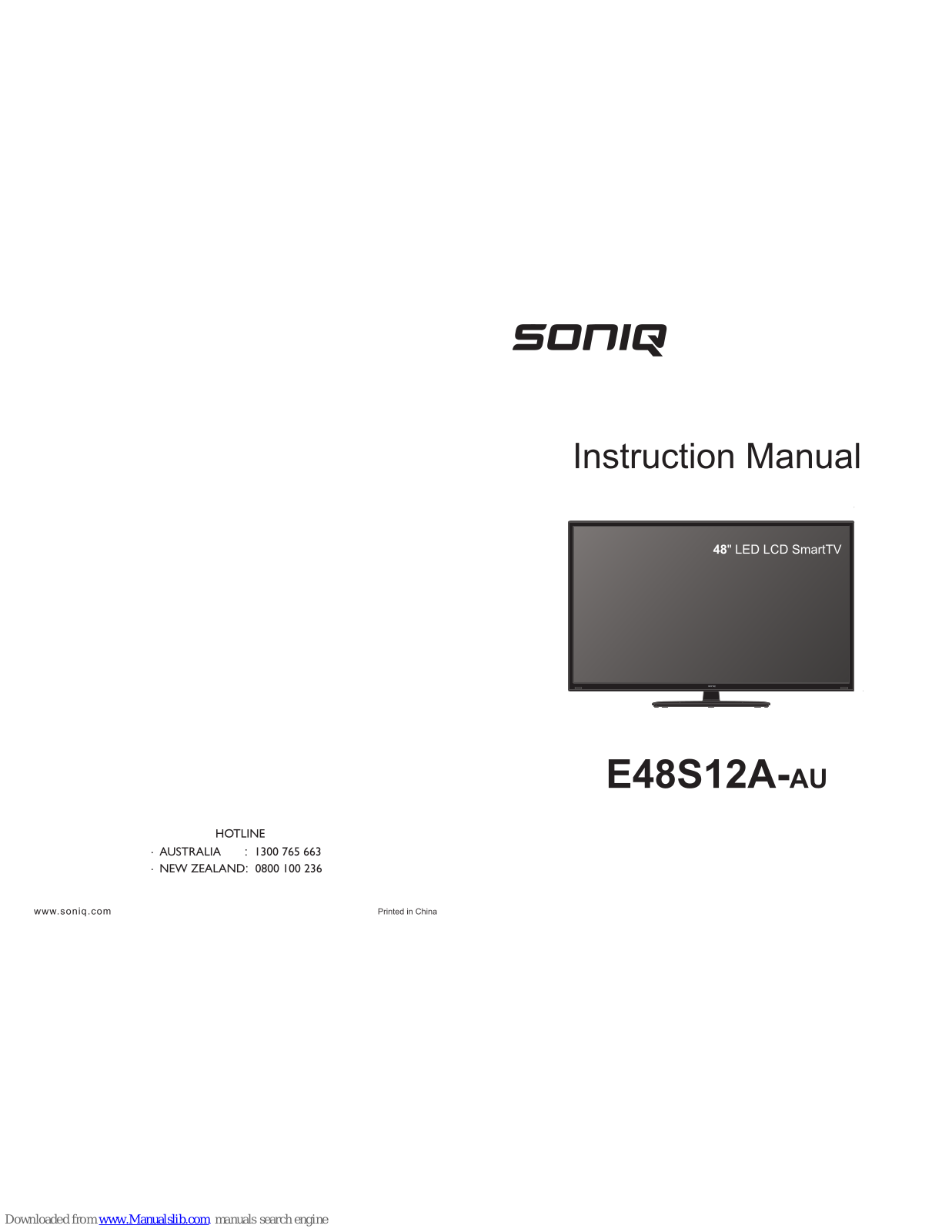 SONIQ E48S12A-Au Instruction Manual