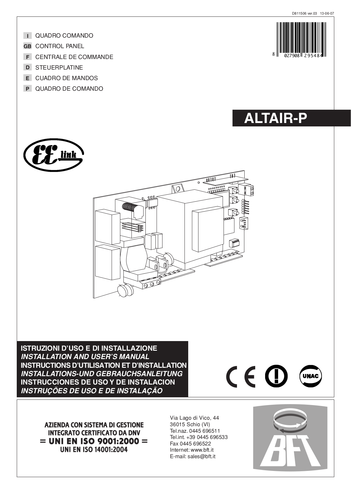 BFT ALTAIR P User Manual