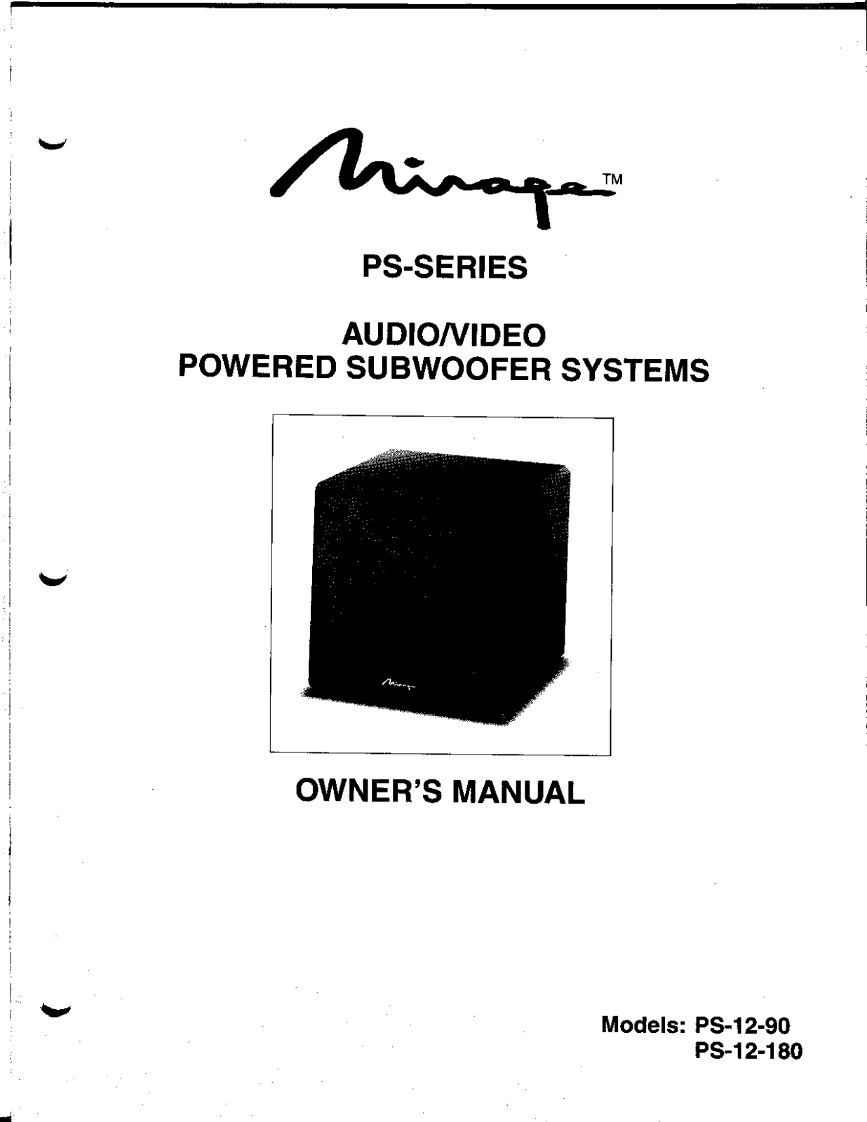 Mirage Speakers PS1290, PS12180 User Manual