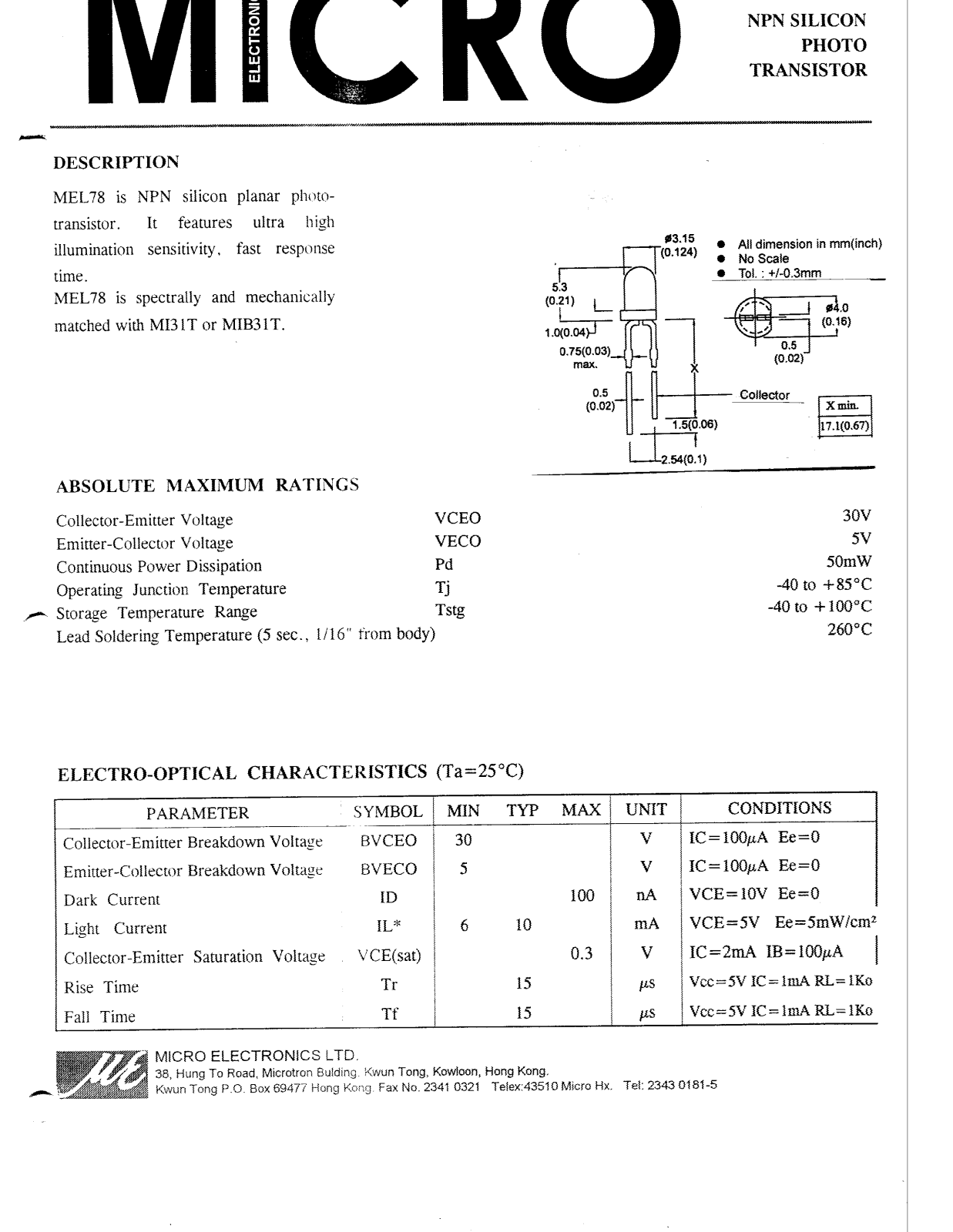 Datasheet MEL78 Datasheet (MICRO) - ManualMachine.com