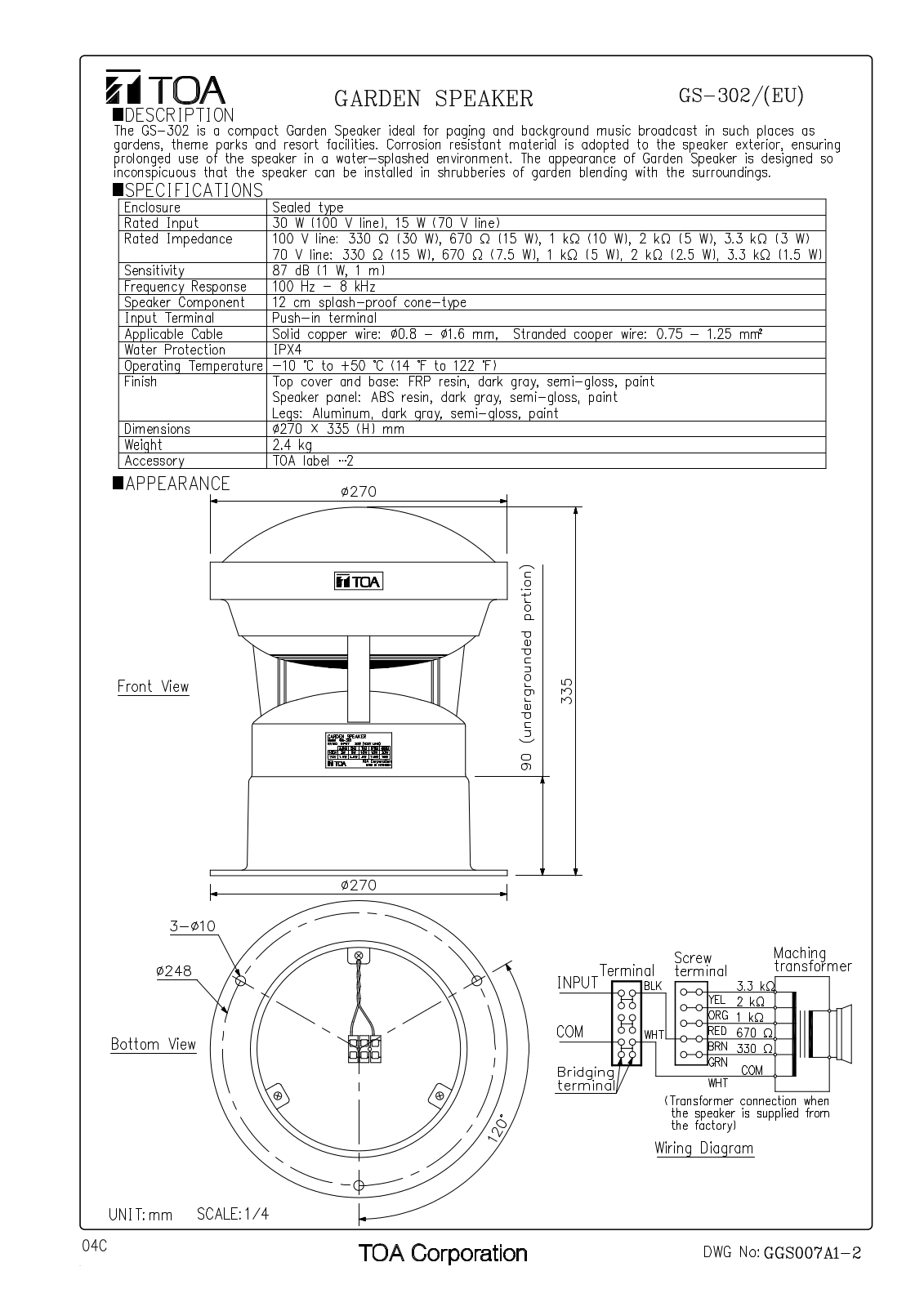 TOA GS-302 User Manual