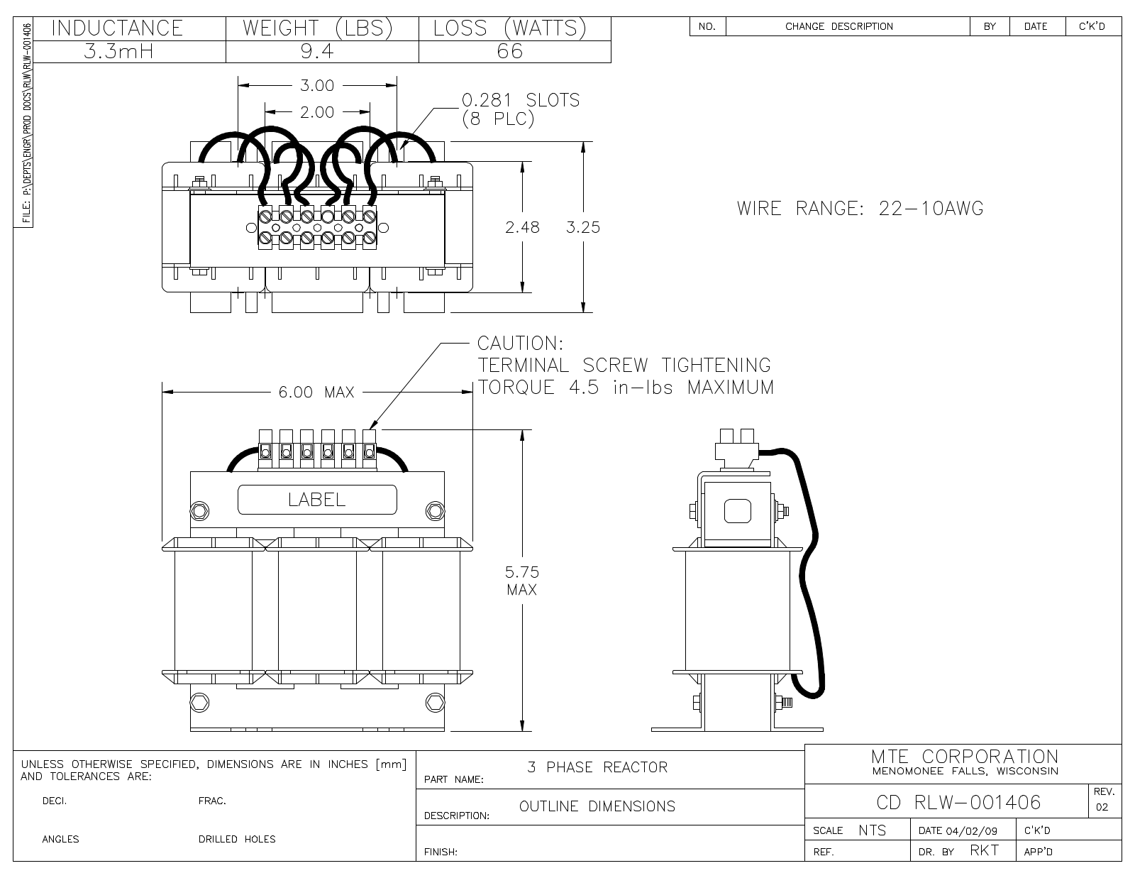 MTE RLW-001406 CAD Drawings