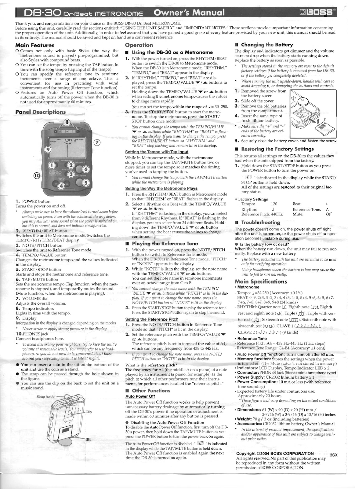 Boss DB-30 User Manual