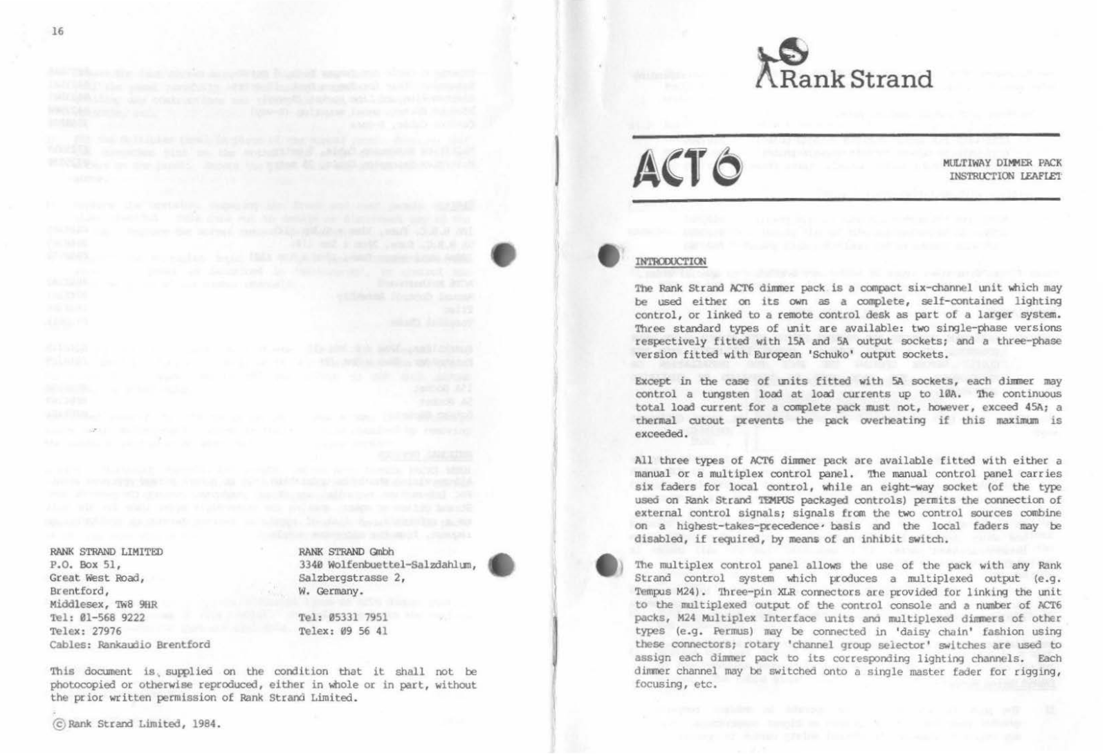 Strand Act 6 Act 6 Instructions - ManualMachine.com