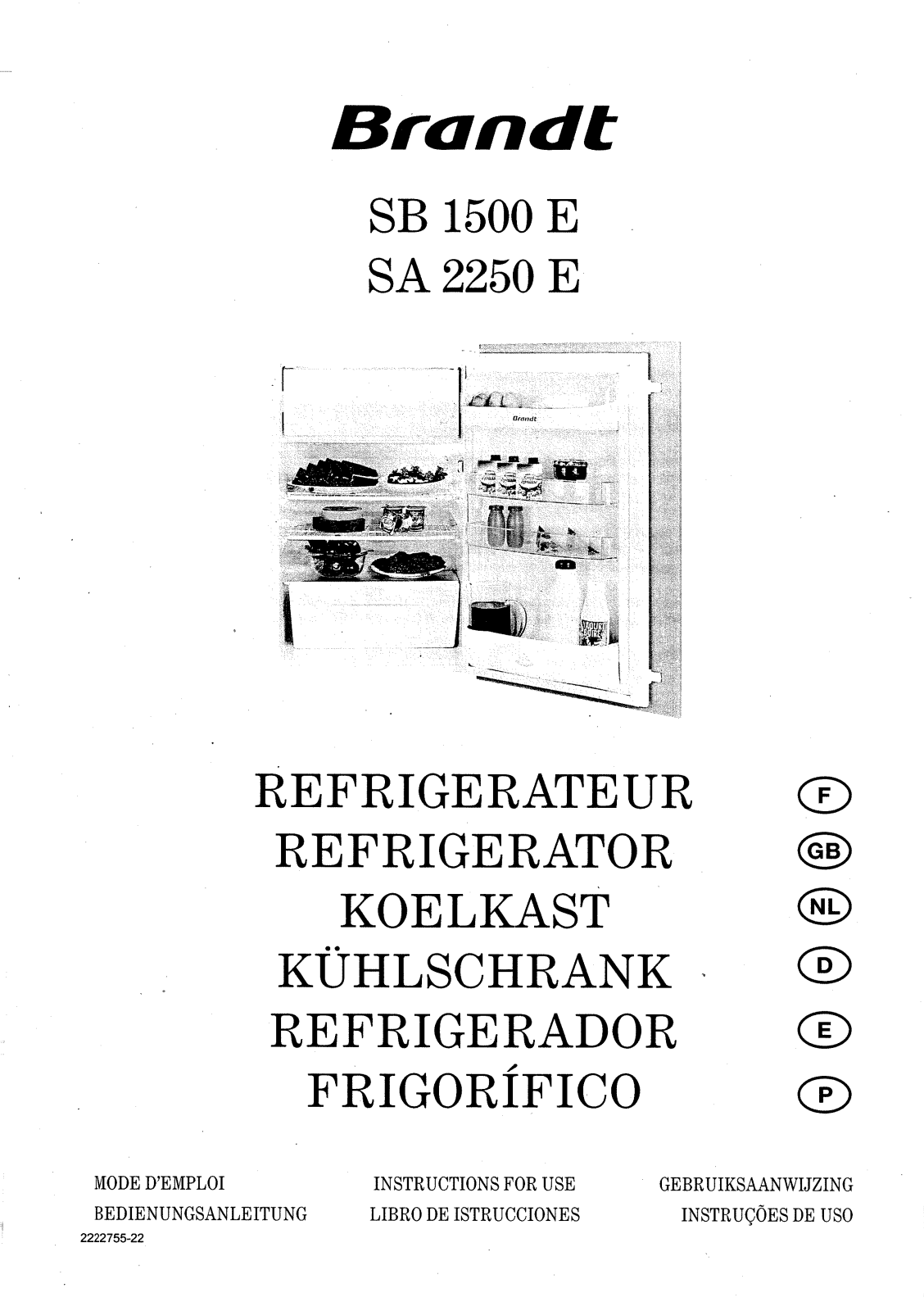 BRANDT SA2250E User Manual