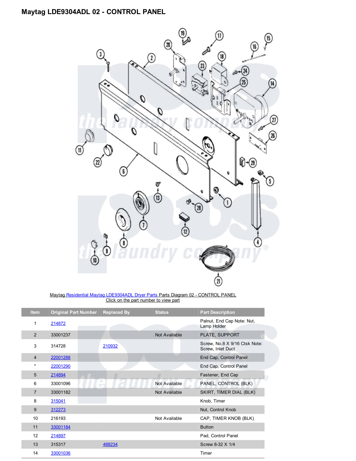 Maytag LDE9304ADL Parts Diagram