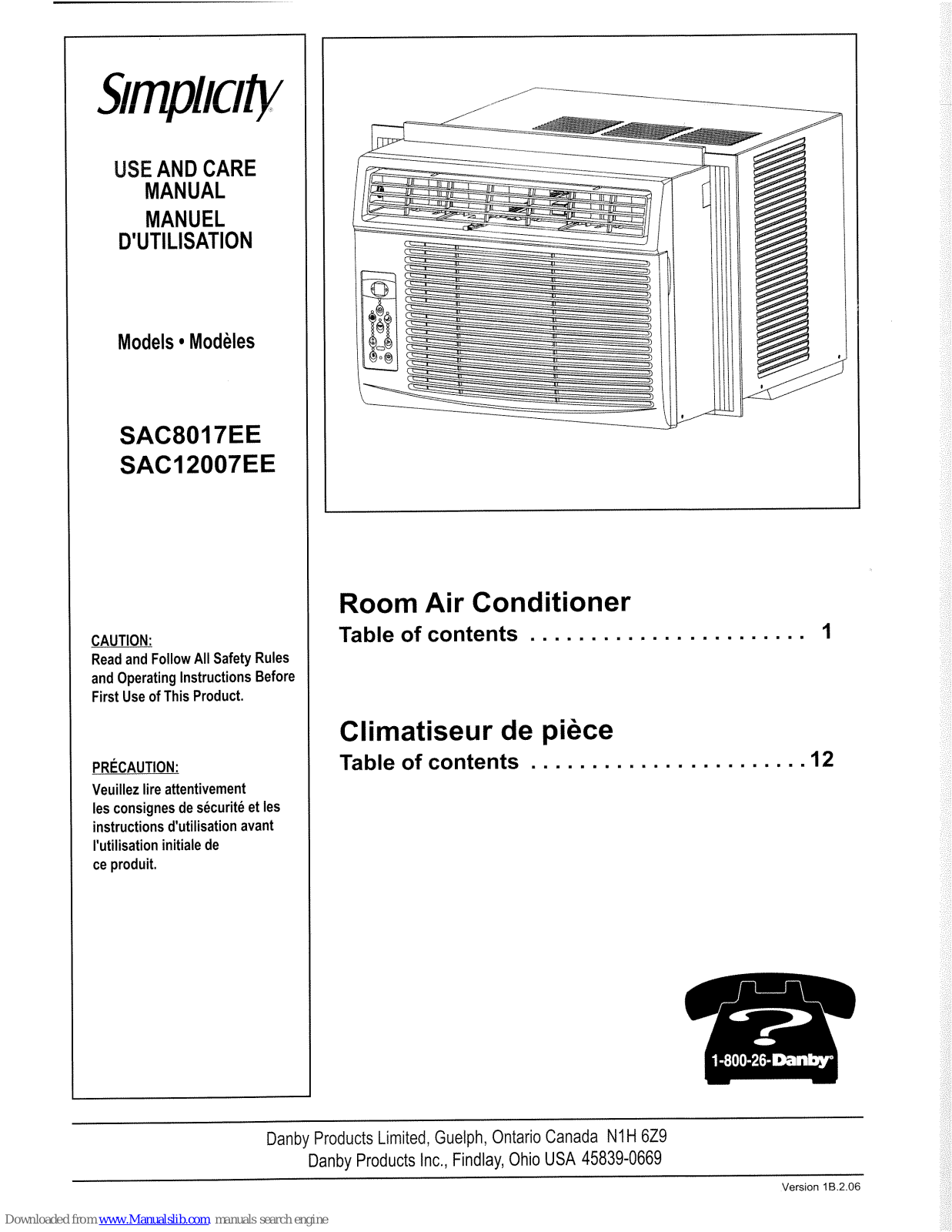 Simplicity SAC12007EE Use And Care Manual