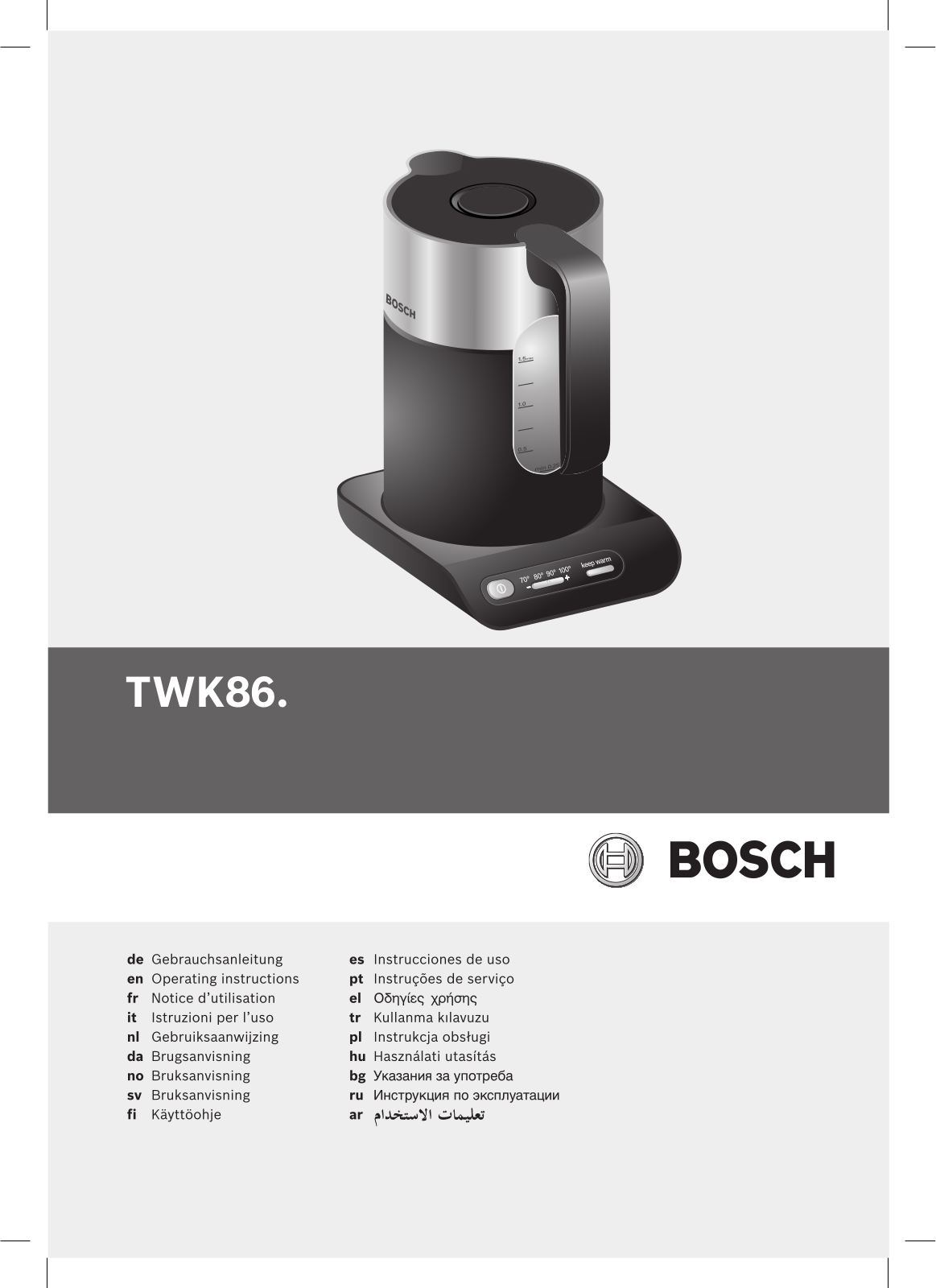 Bosch TWK8613, TWK8631GB, TWK8611, TWK8633GB User Manual