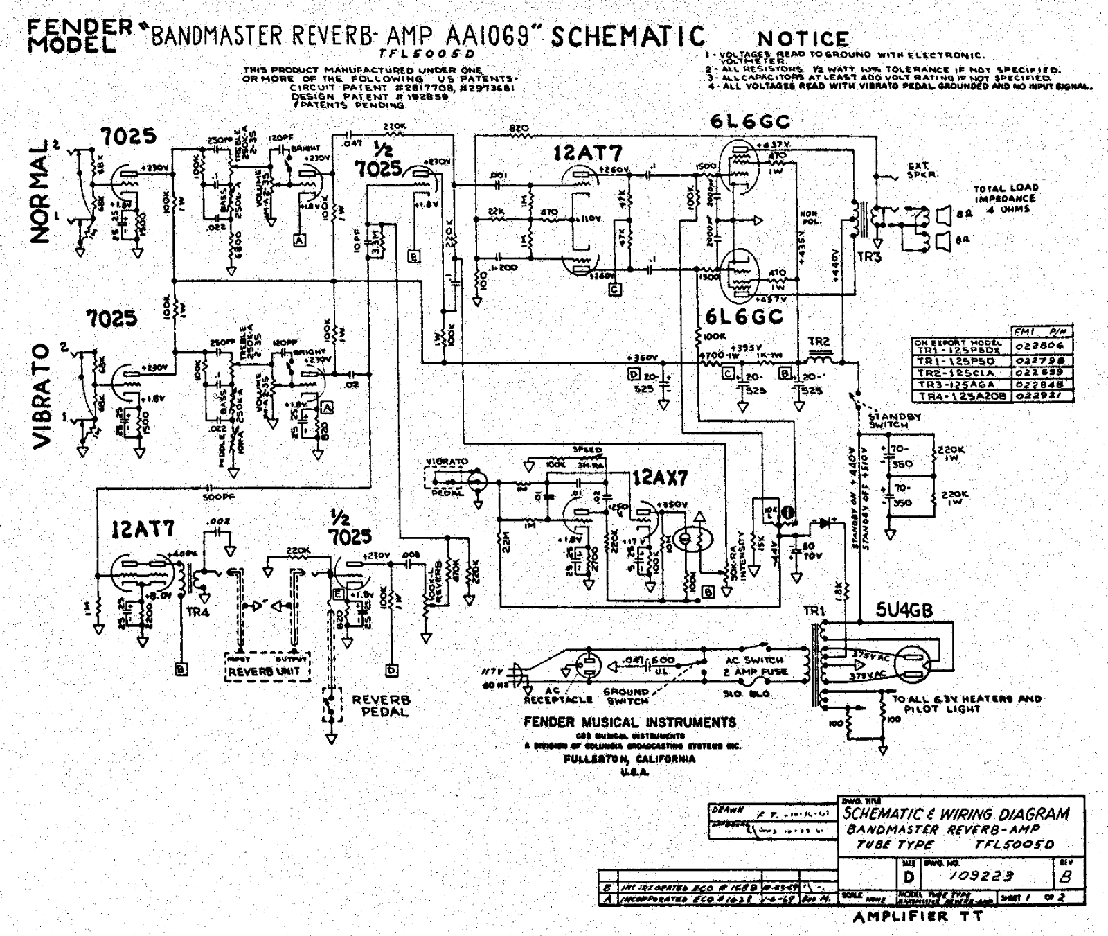 Fender AA1069 Schematic