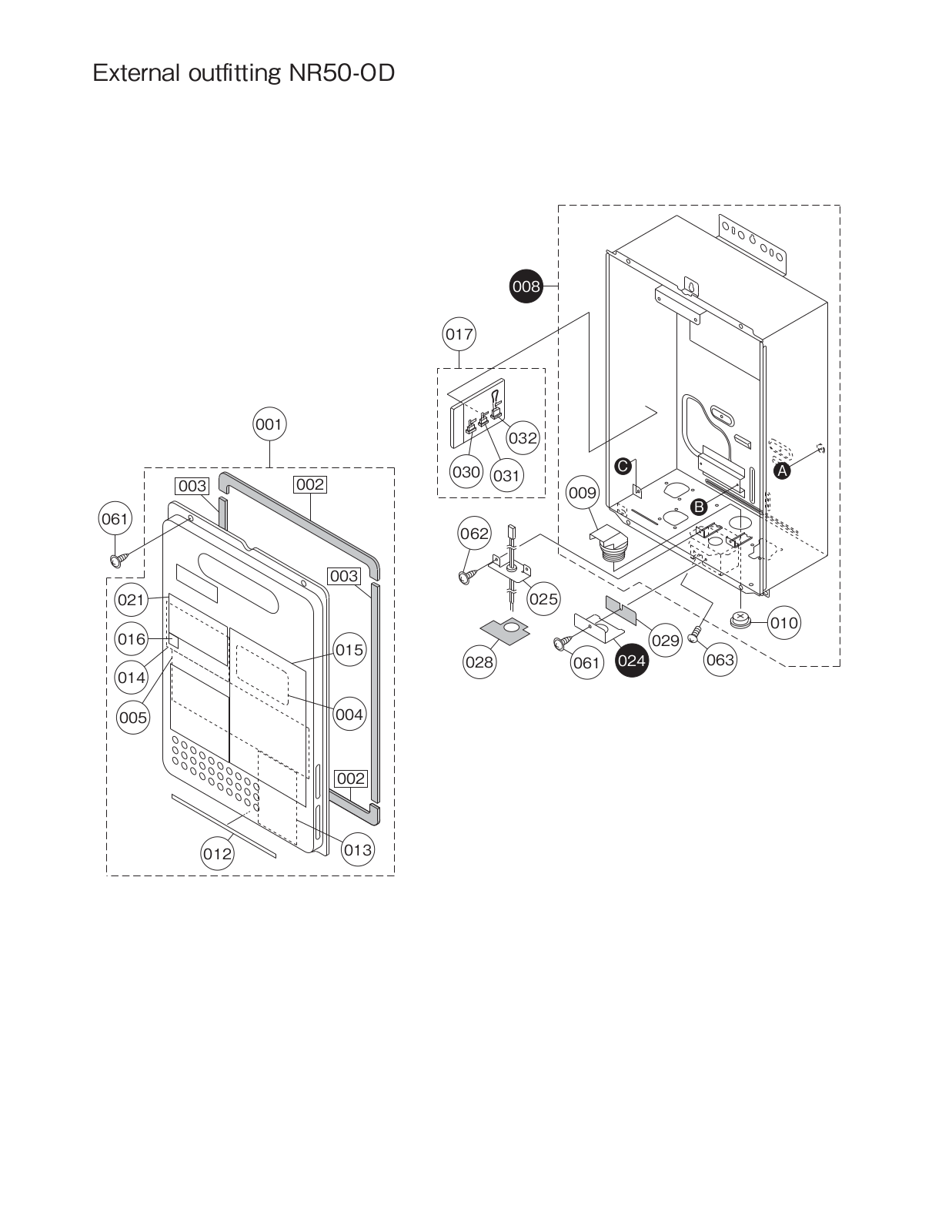 Noritz NR50-OD Parts List