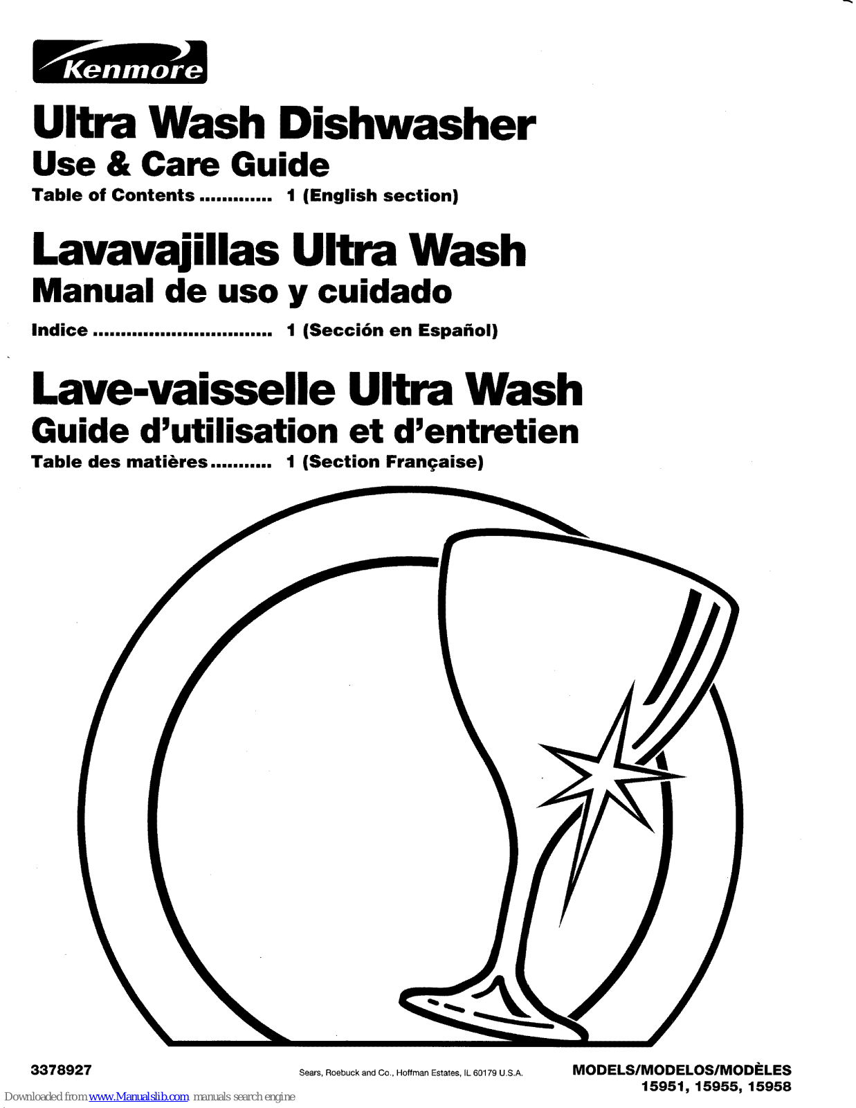 Kenmore 15951, 15955, 15958, Ultra Wash 15951, Ultra Wash 15955 Use & Care Manual - ManualMachine.com