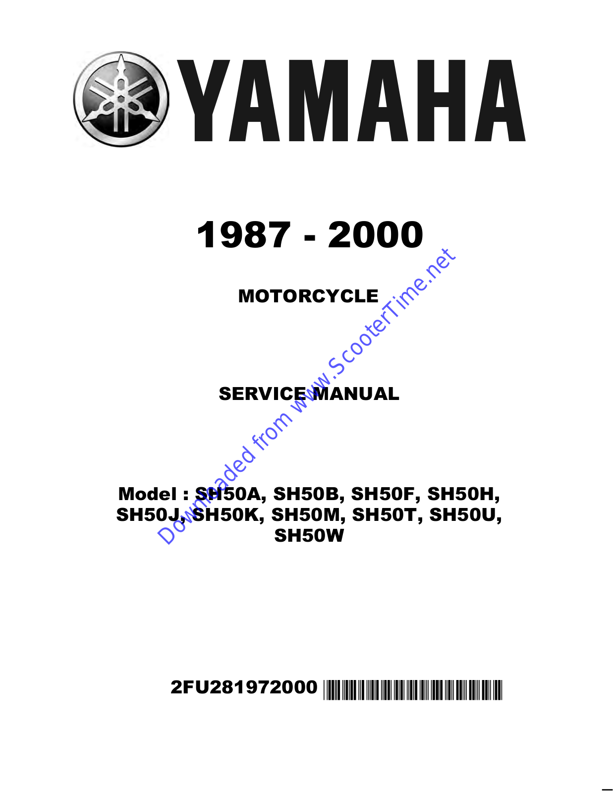 Yamaha SH50K, SH50M, SH50T, SH50U, SH50W Service Manual