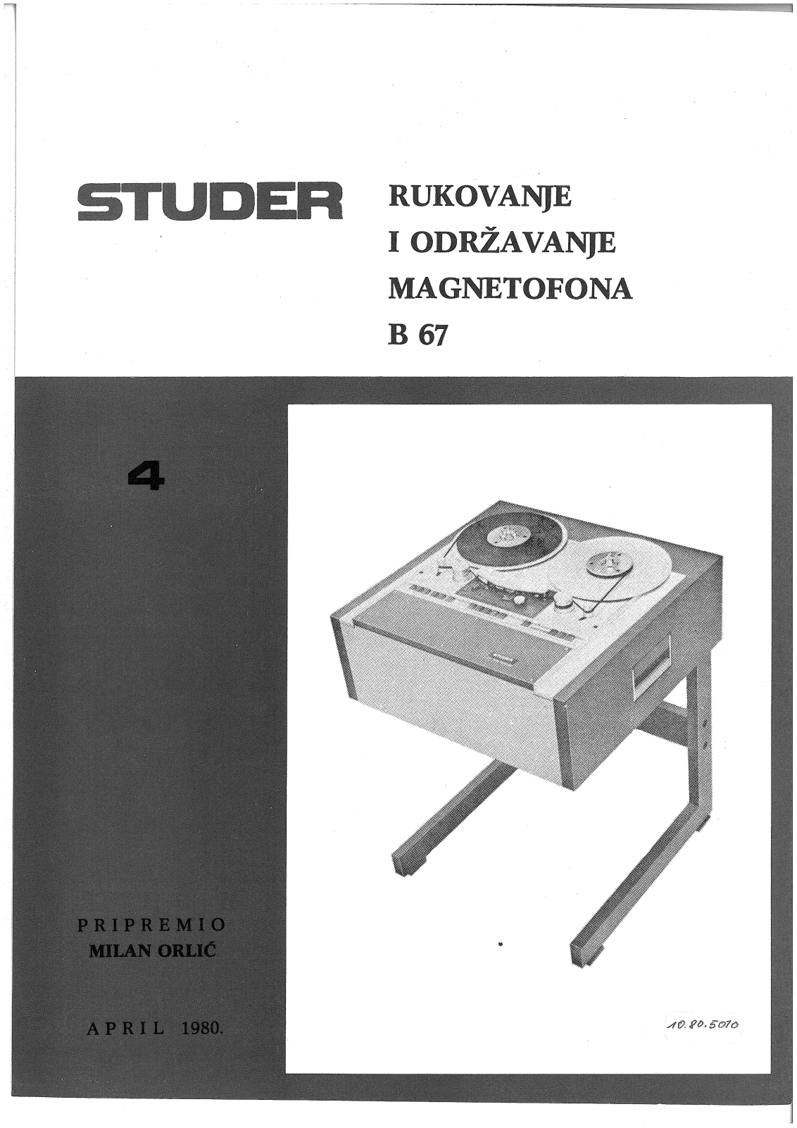 Studer B-67 Service manual
