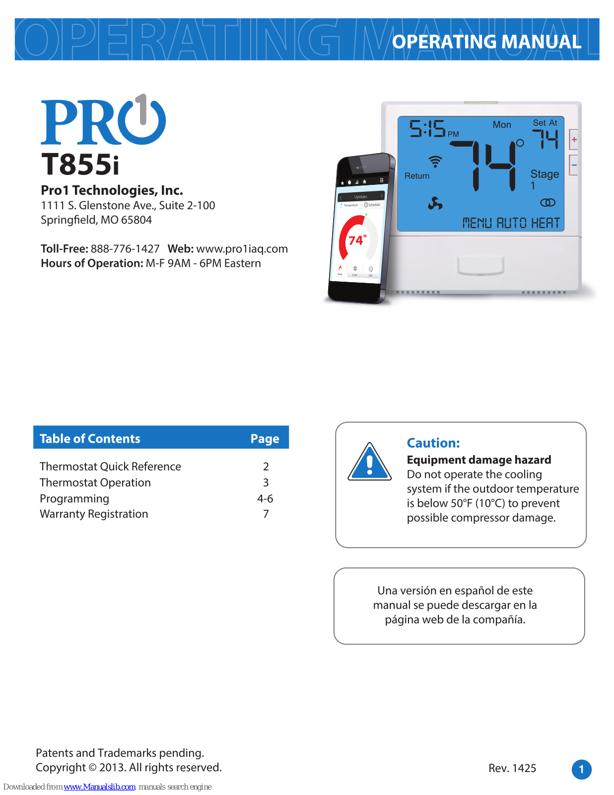 Pro1 Technologies T855i Operating Manual - ManualMachine.com