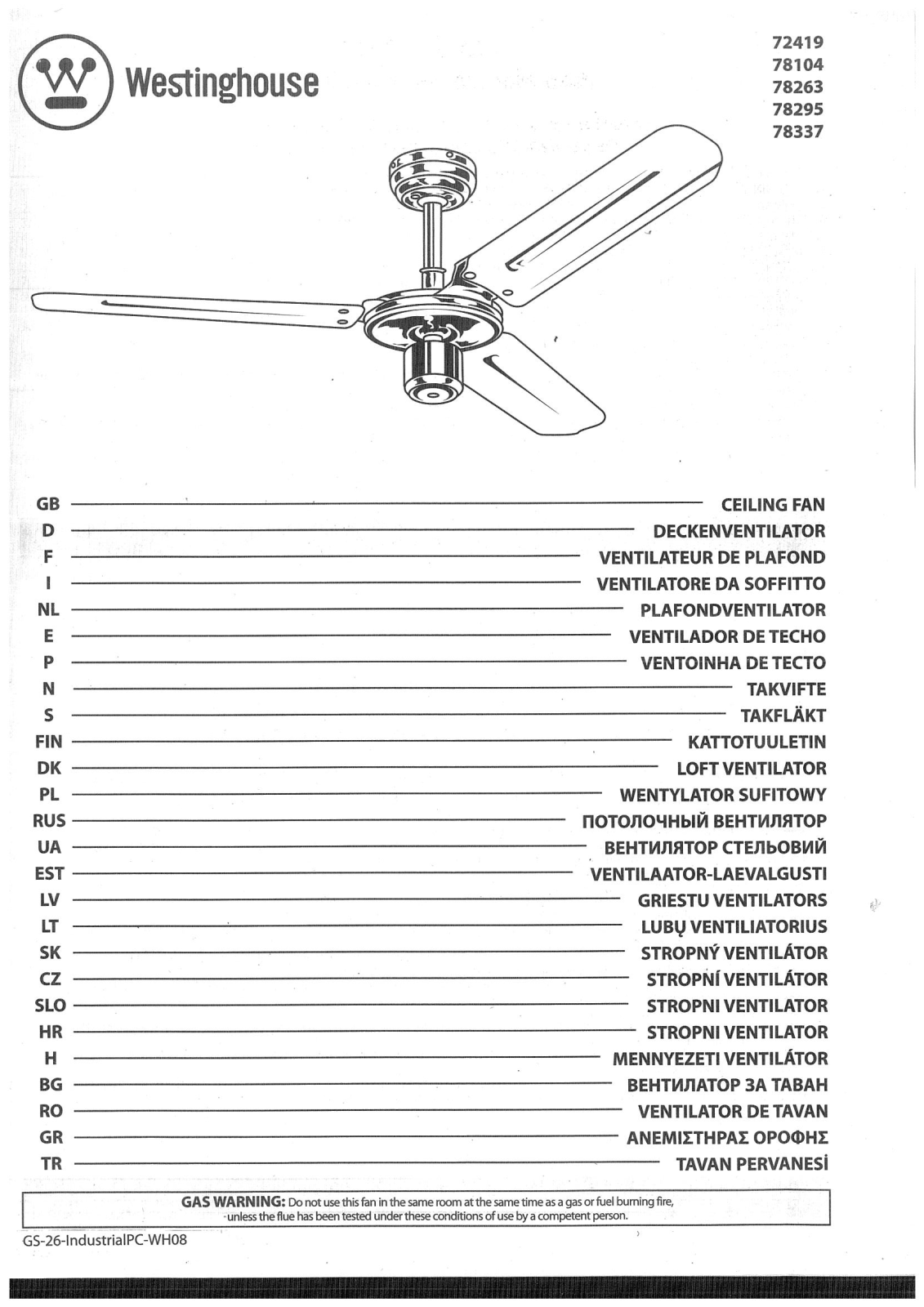 Westinghouse 72419, 78104, 78263, 78295, 78337 User guide