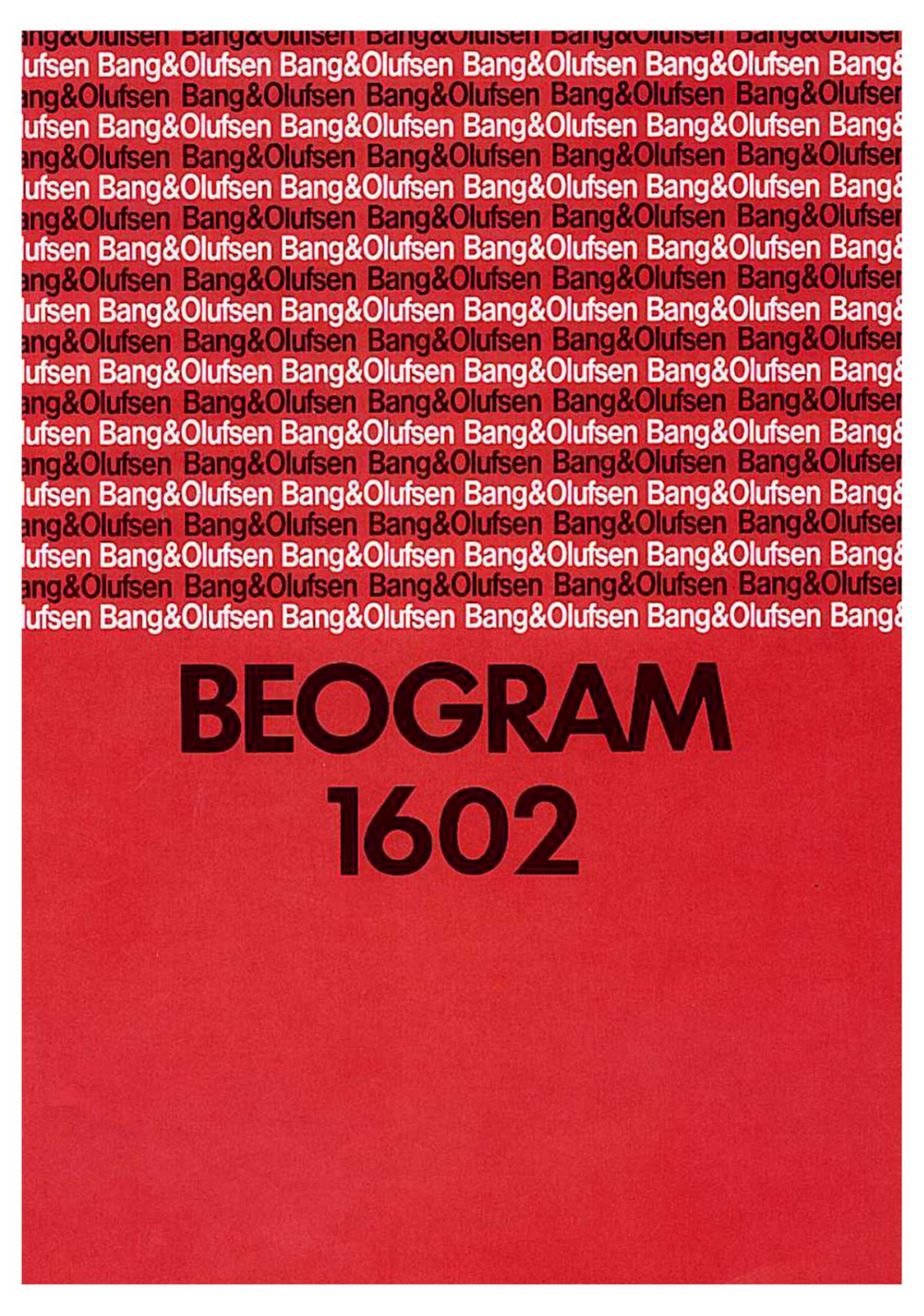 Bang and Olufsen Beogram 1602 Owners manual