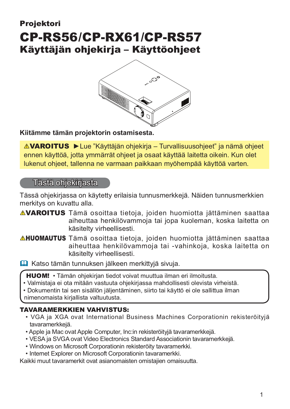 Hitachi CP-RS57W User Manual